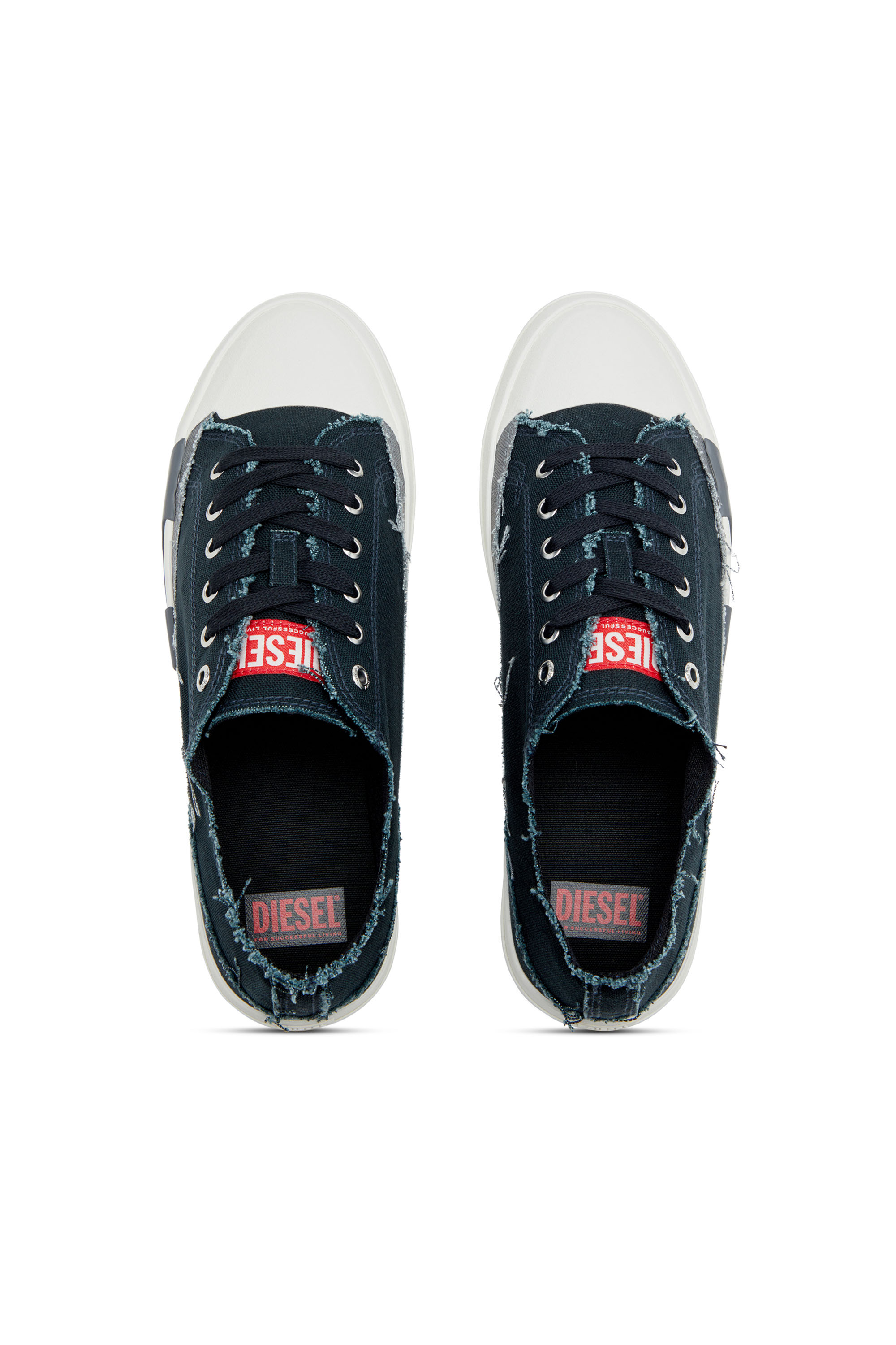 Diesel - S-D-VERSE LOW, Man's S-D-Verse-Sneakers in frayed canvas in Blue/Grey - 5