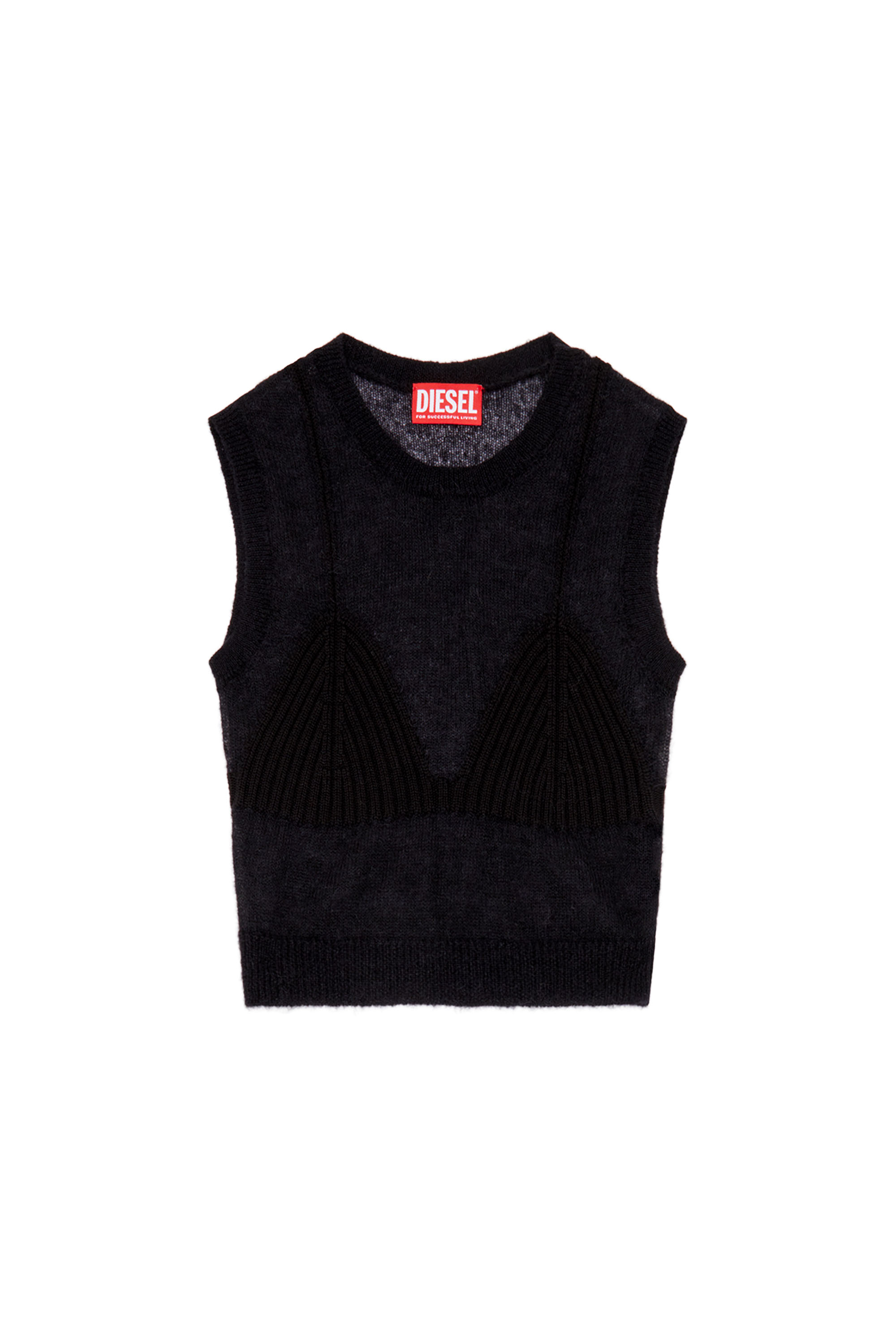 Diesel - M-AROSTICA, Woman Sheer knit top with a bra detail in Black - Image 7