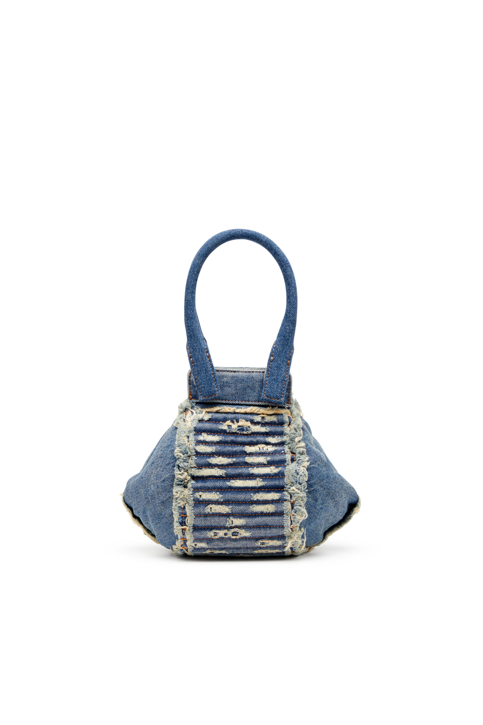 Diesel - D-VINA-XS, Woman D-Vina-Xs-Handbag in distressed quilted denim in Blue - Image 2