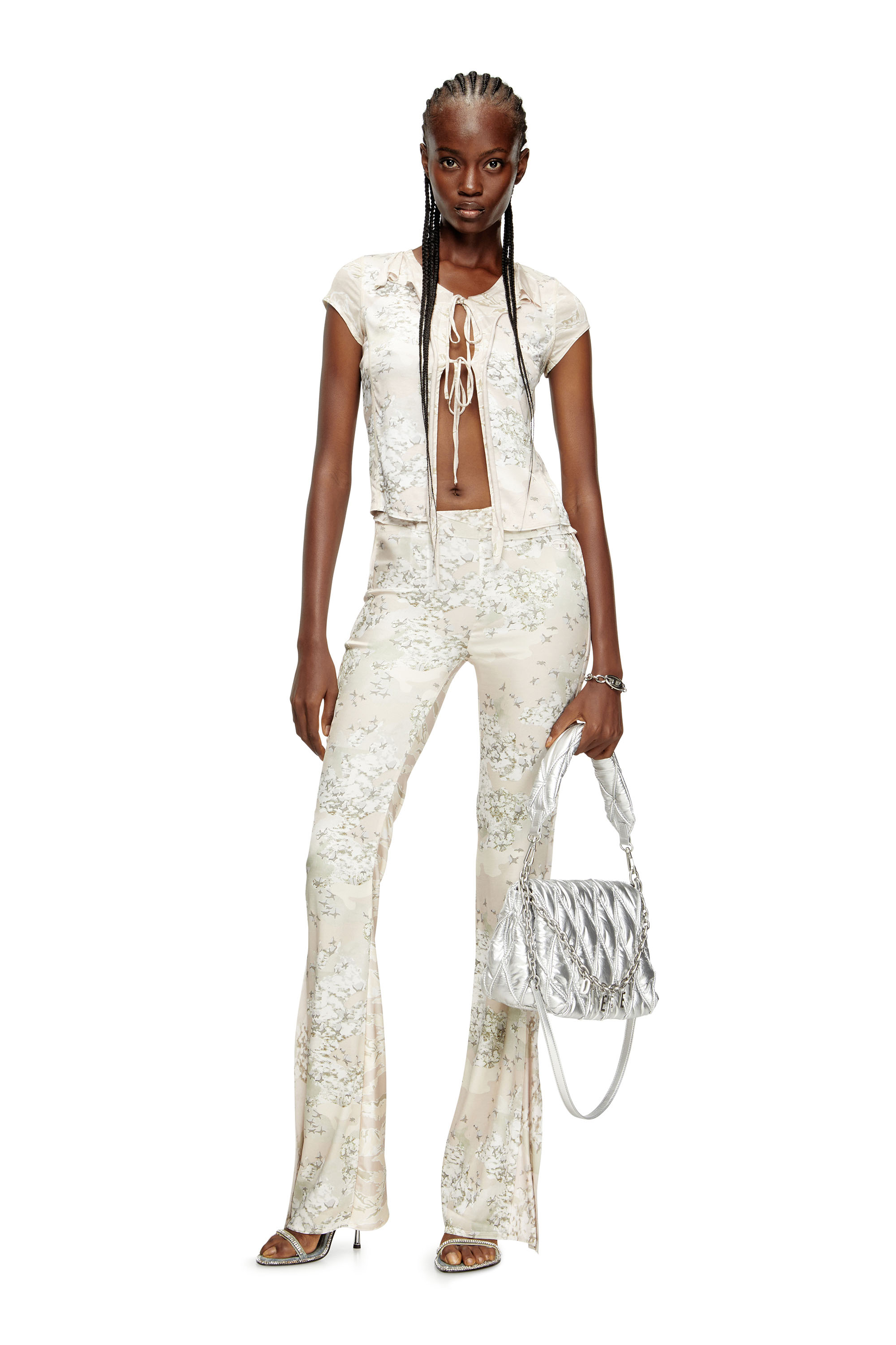 Diesel - P-AFFAL, Woman's Jazz pants with mixed camo prints in Beige - 1