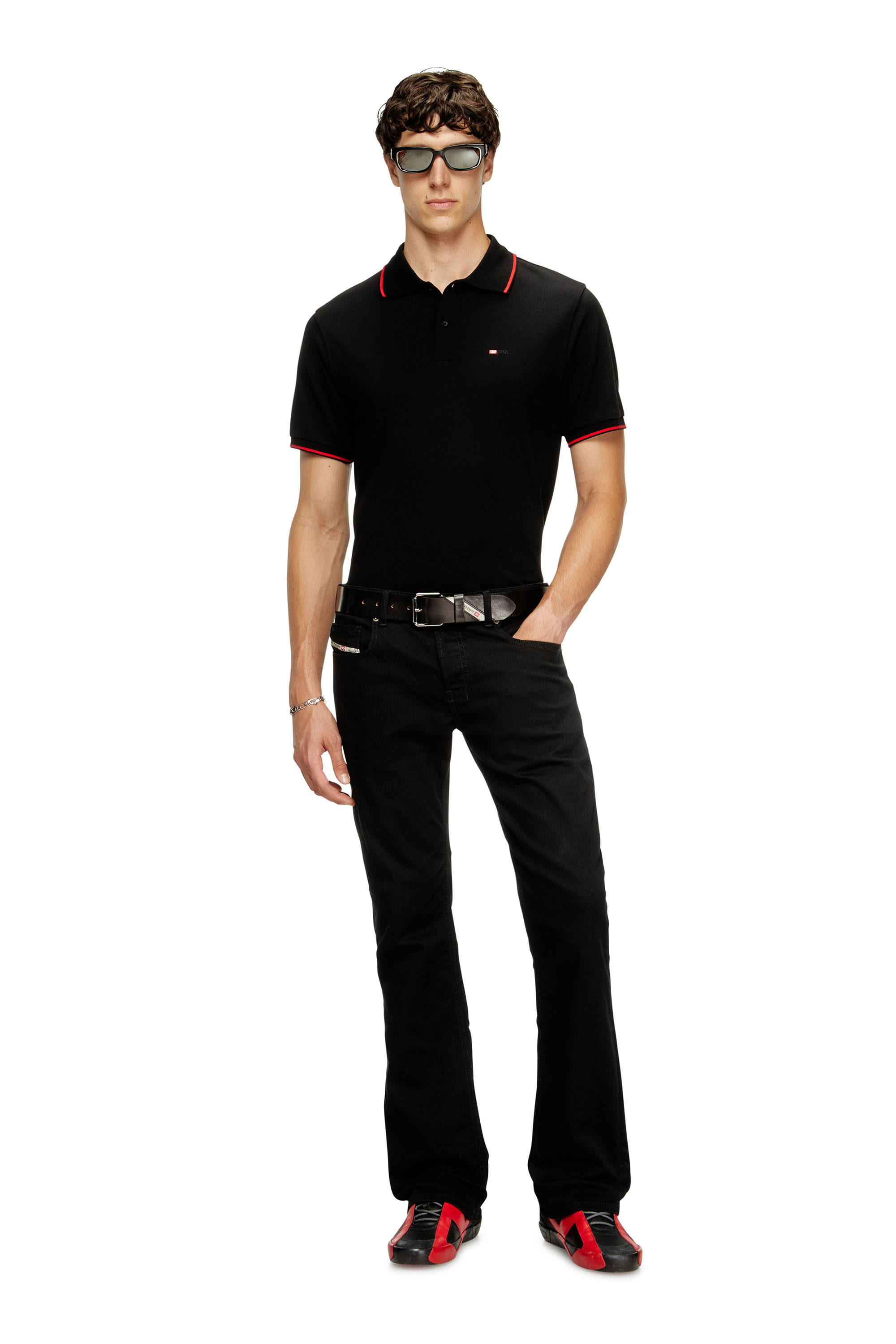 Diesel - T-FERRY-MICRODIV, Man's Polo shirt with micro Diesel embroidery in Black - 3