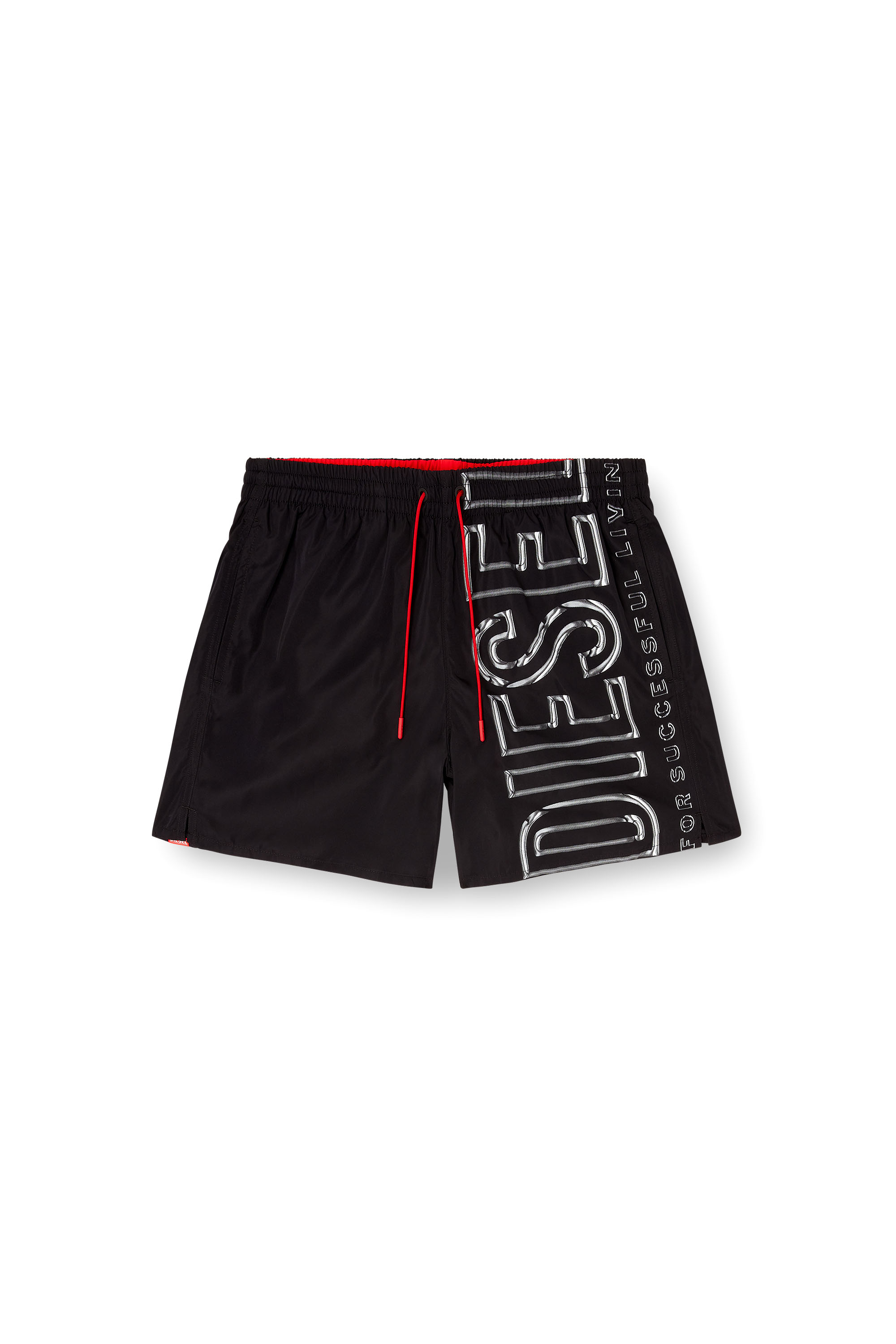 Diesel - SOCCER-41-D-CORE, Man's Swim shorts with oversized logo print in Black - 4