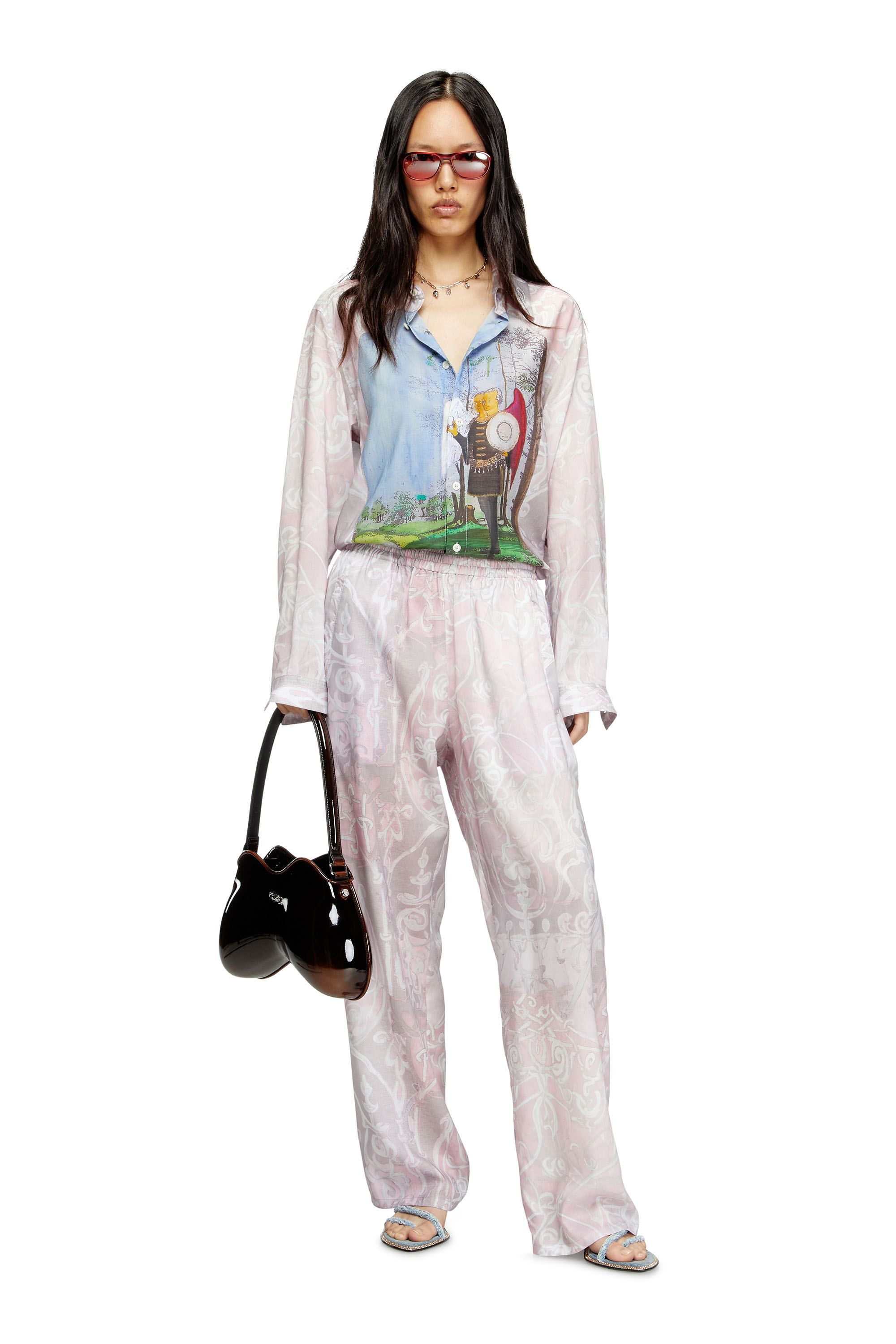 Diesel - P-THECK-A-AJFW, Unisex's Track pants with medieval print in Pink - 6