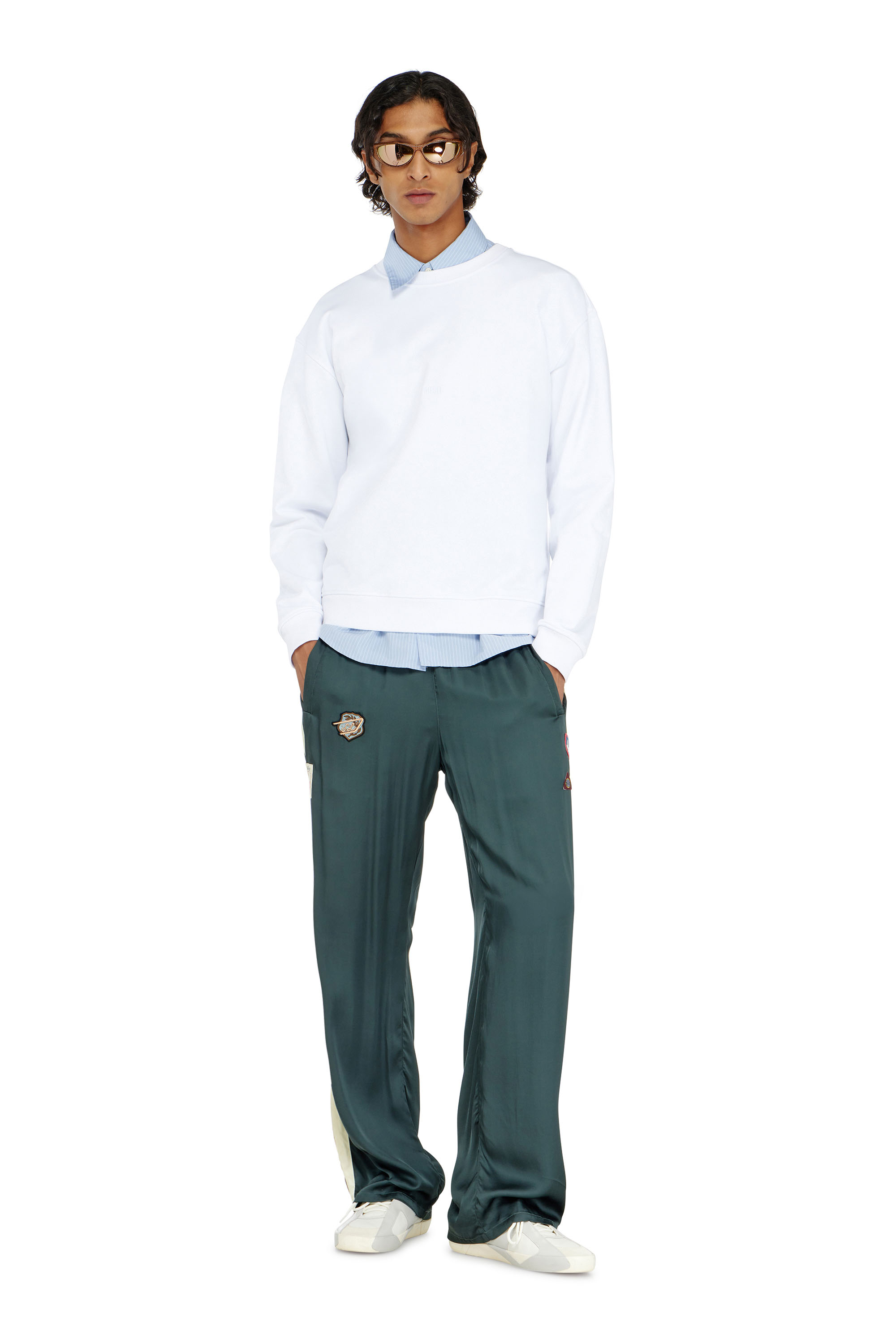 Diesel - S-NORM-AA5, Man's Cotton sweatshirt with micro logo embroidery in White - 2