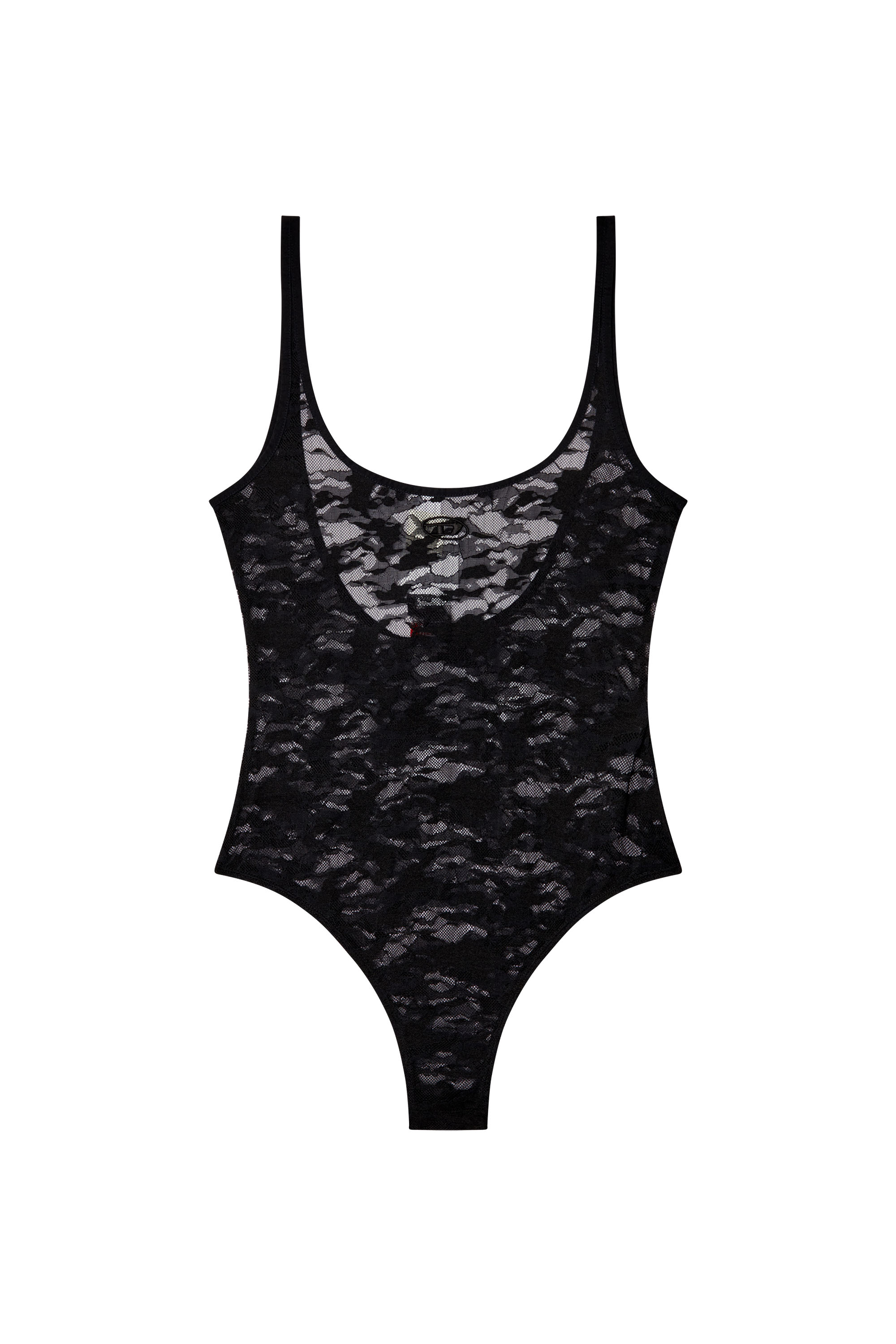 Diesel - MEGAN-UTLT, Woman's Camo lace bodysuit with Oval D embroidery in Black - 2