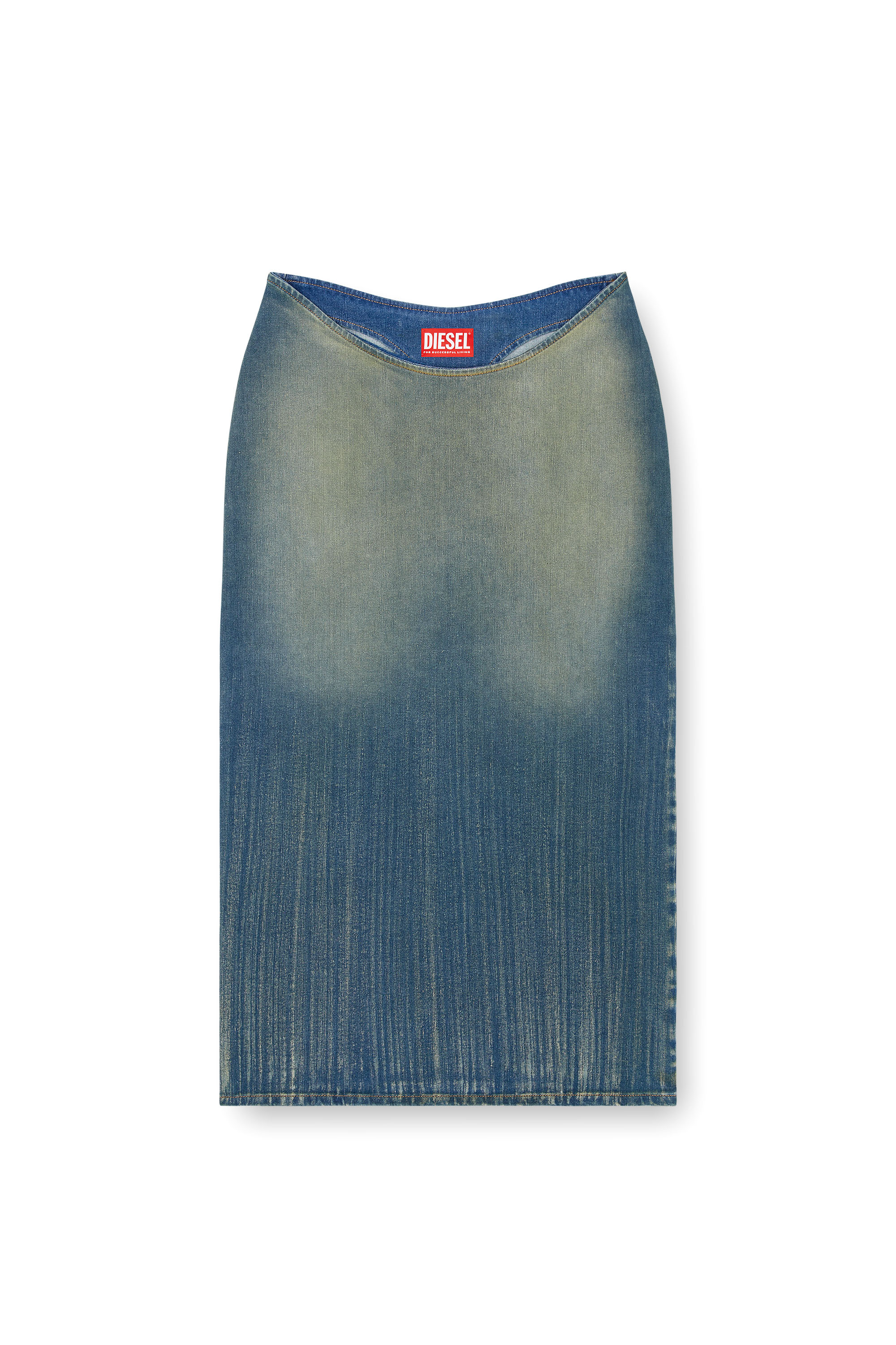 Diesel - DE-MAURY-S, Woman Pencil skirt in light streaky denim in Blue - Image 3