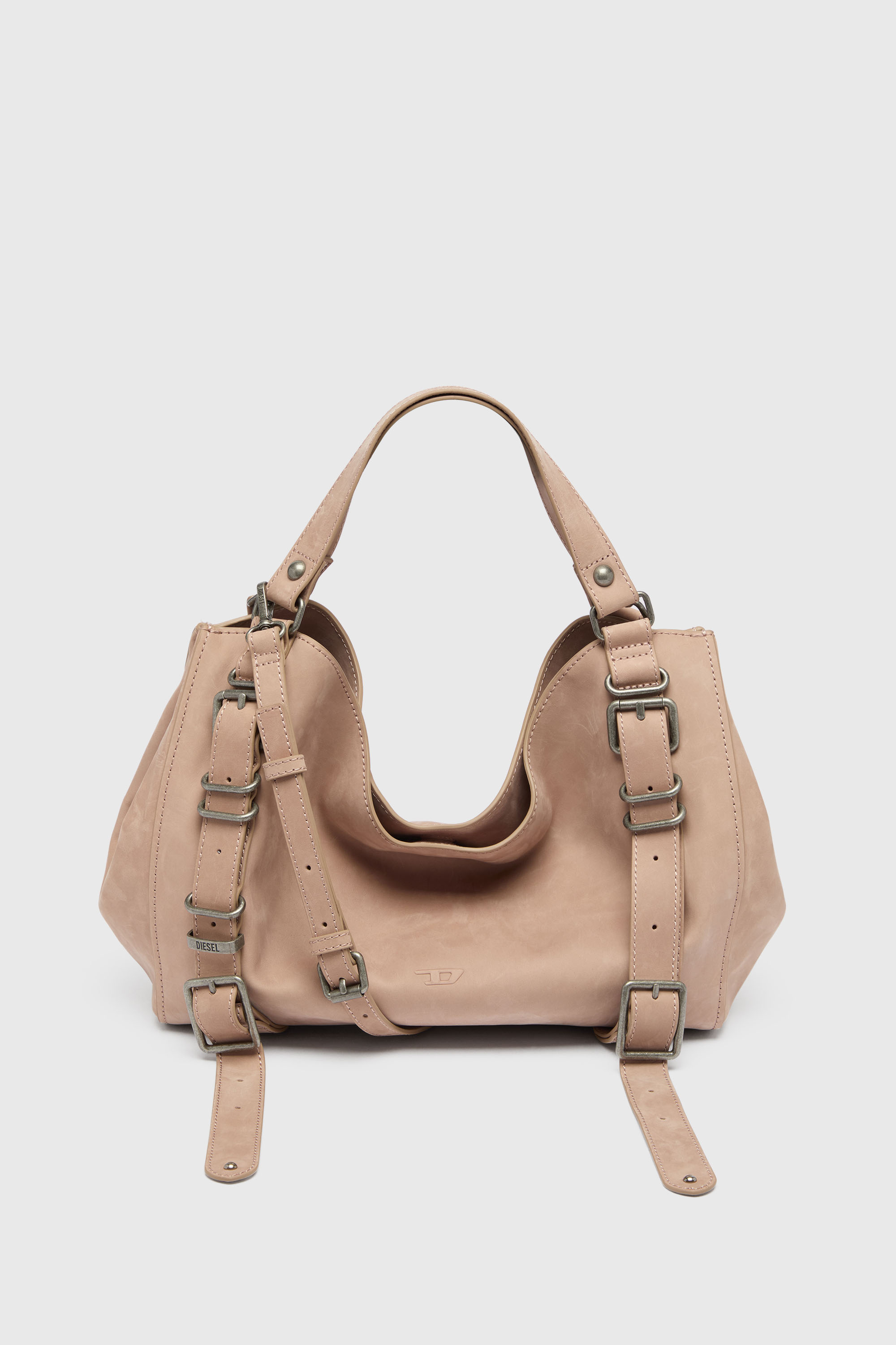 Diesel - D-ONE TOPHANDLE M, Unisex's D-One-Medium top-handle bag in treated leather in Face Powder - 3