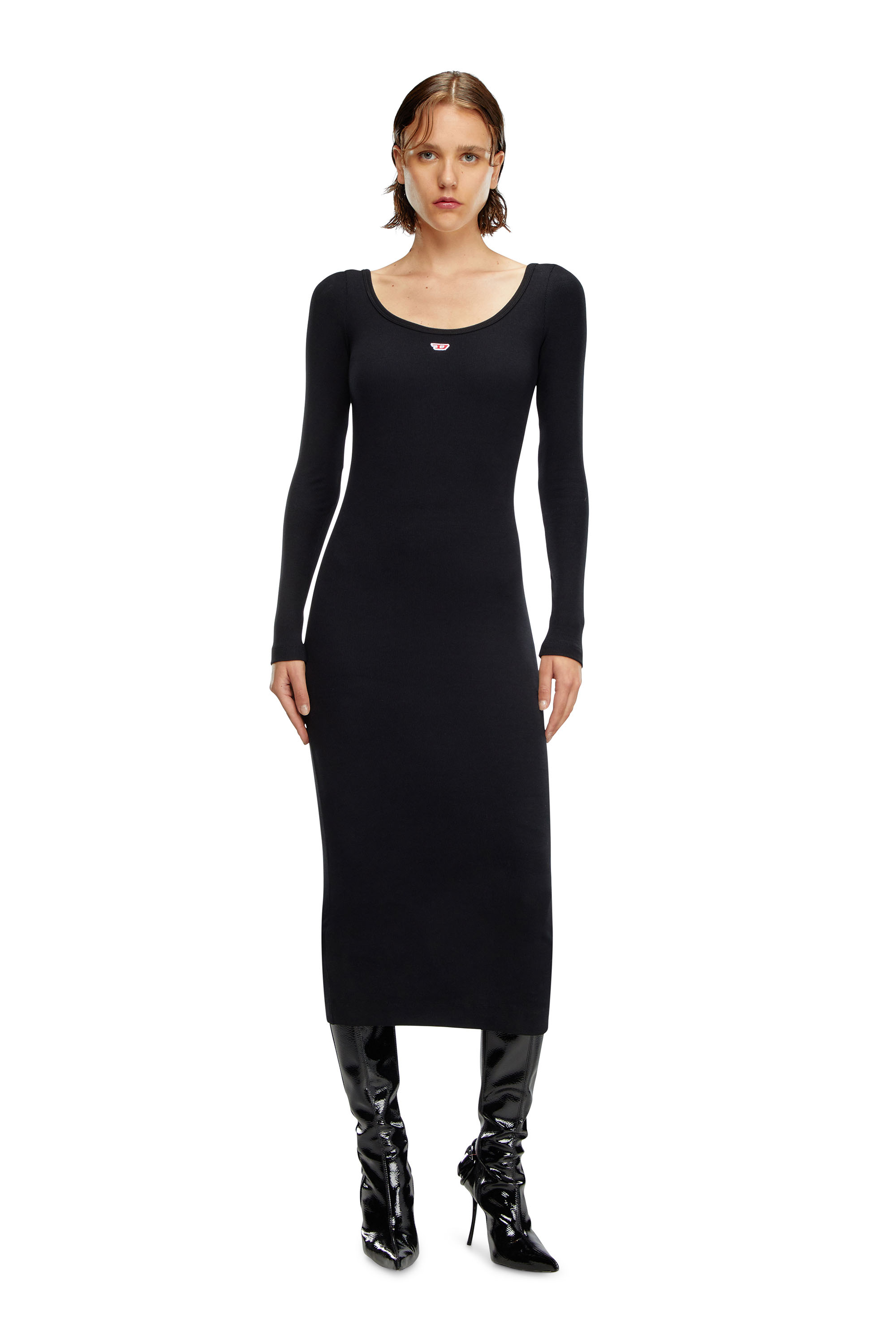 Diesel - D-BALLET-D, Woman Scoop-neck midi dress in Black - Image 2