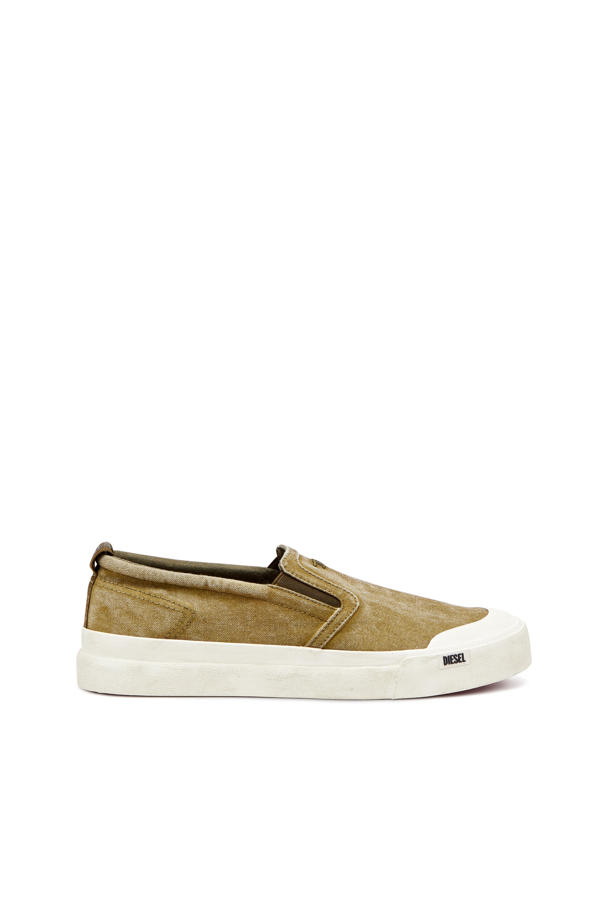 Diesel - S-ATHOS SLIP ON, Man's S-Athos-Canvas slip-on sneakers with D embroidery in Light Brown - 1