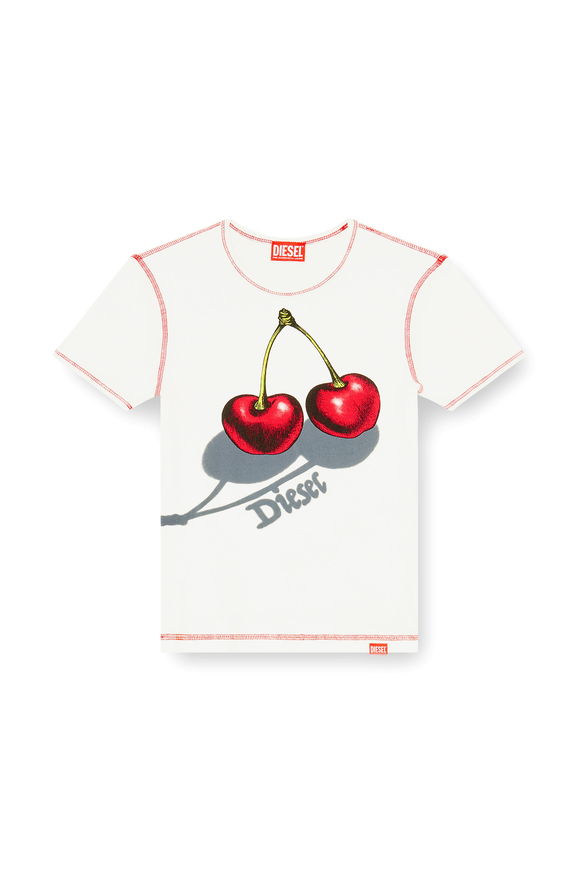 Diesel - SV-T-ELE-CHER, Woman's Slim cotton T-shirt with cherry print in White - 3