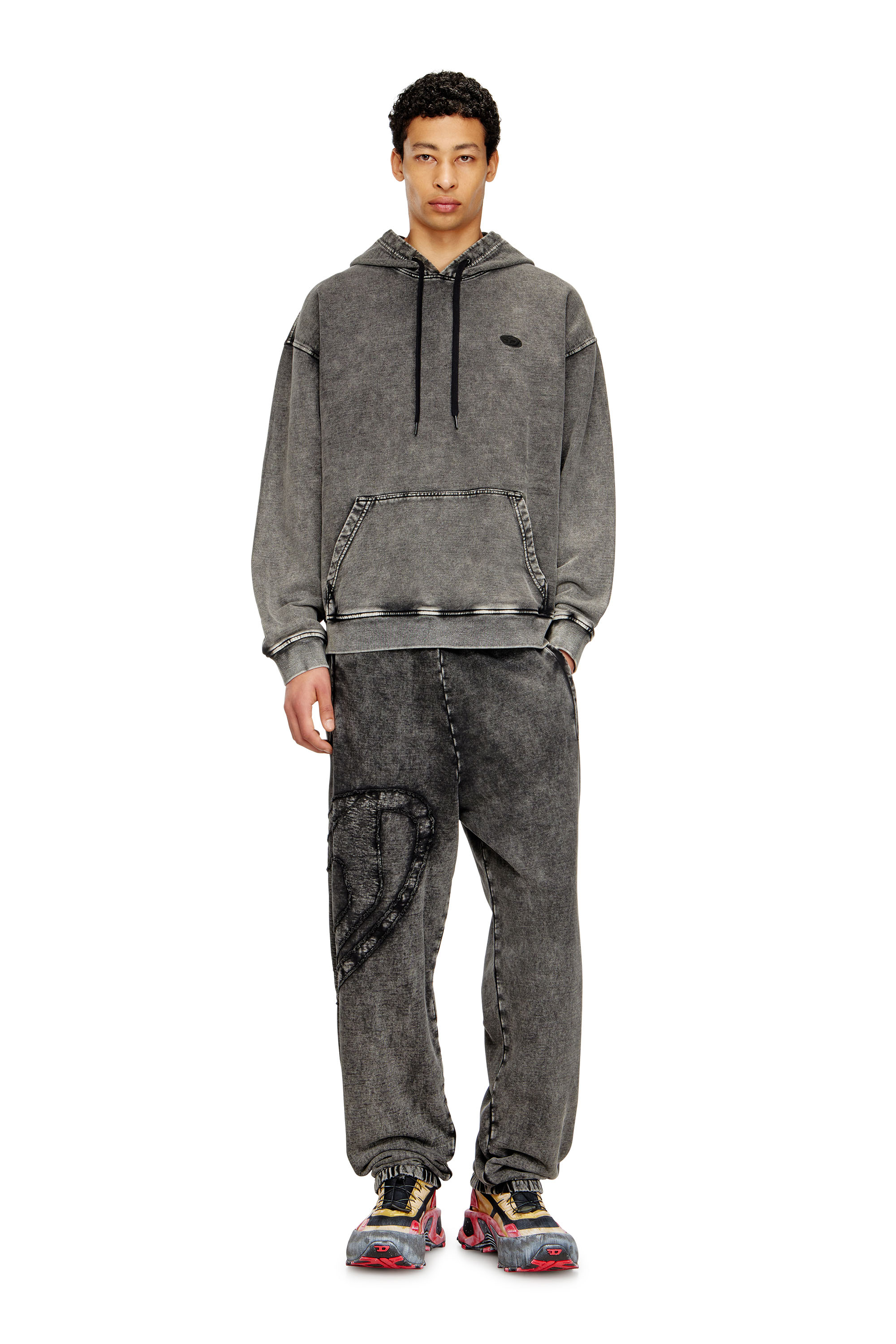 Diesel - S-BOXT-HOOD-DEN, Man's Hoodie with raw-cut back patch in Dark grey - 1