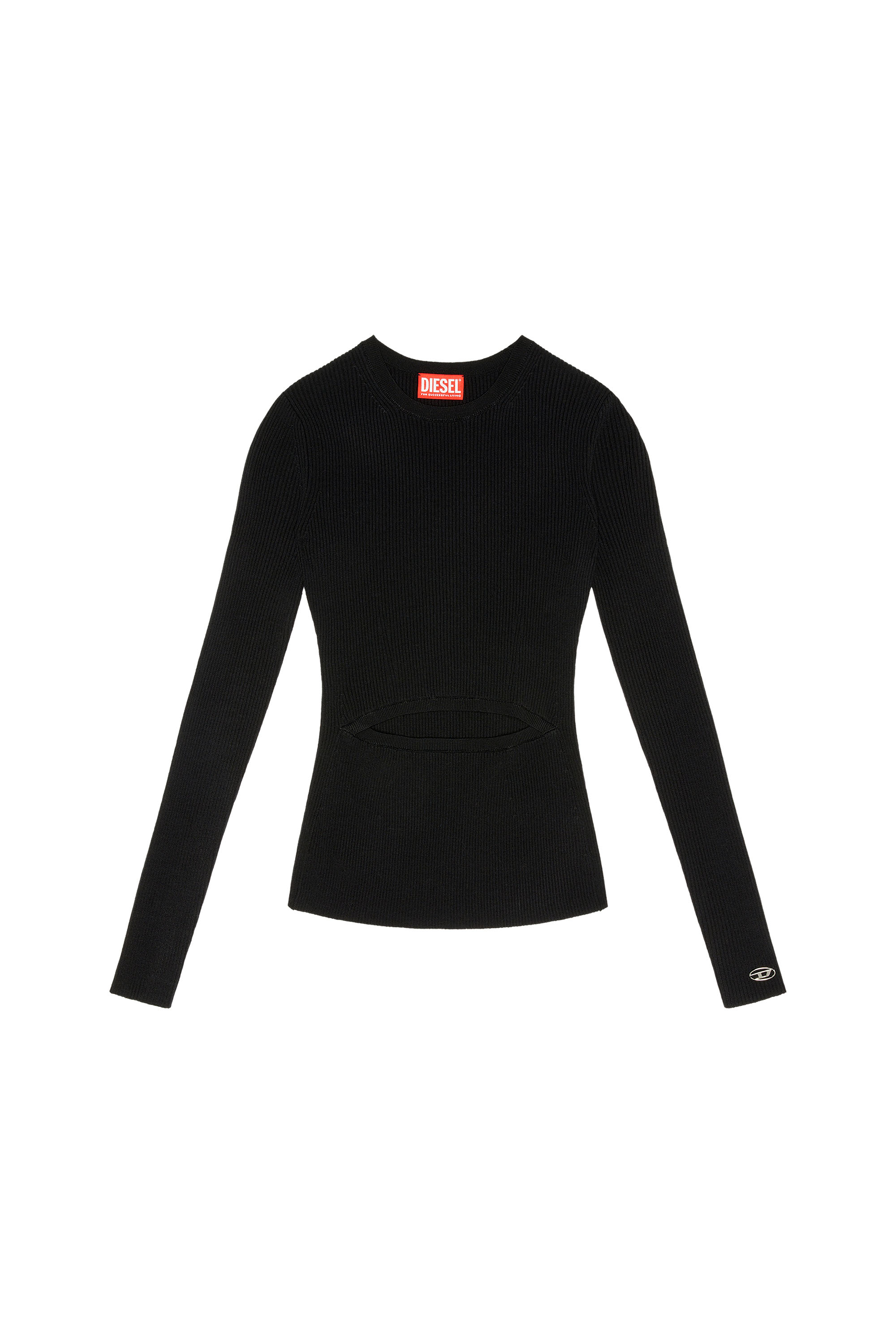 Diesel - M-PERIS, Woman Wool-blend top with cut-out in Black - Image 3