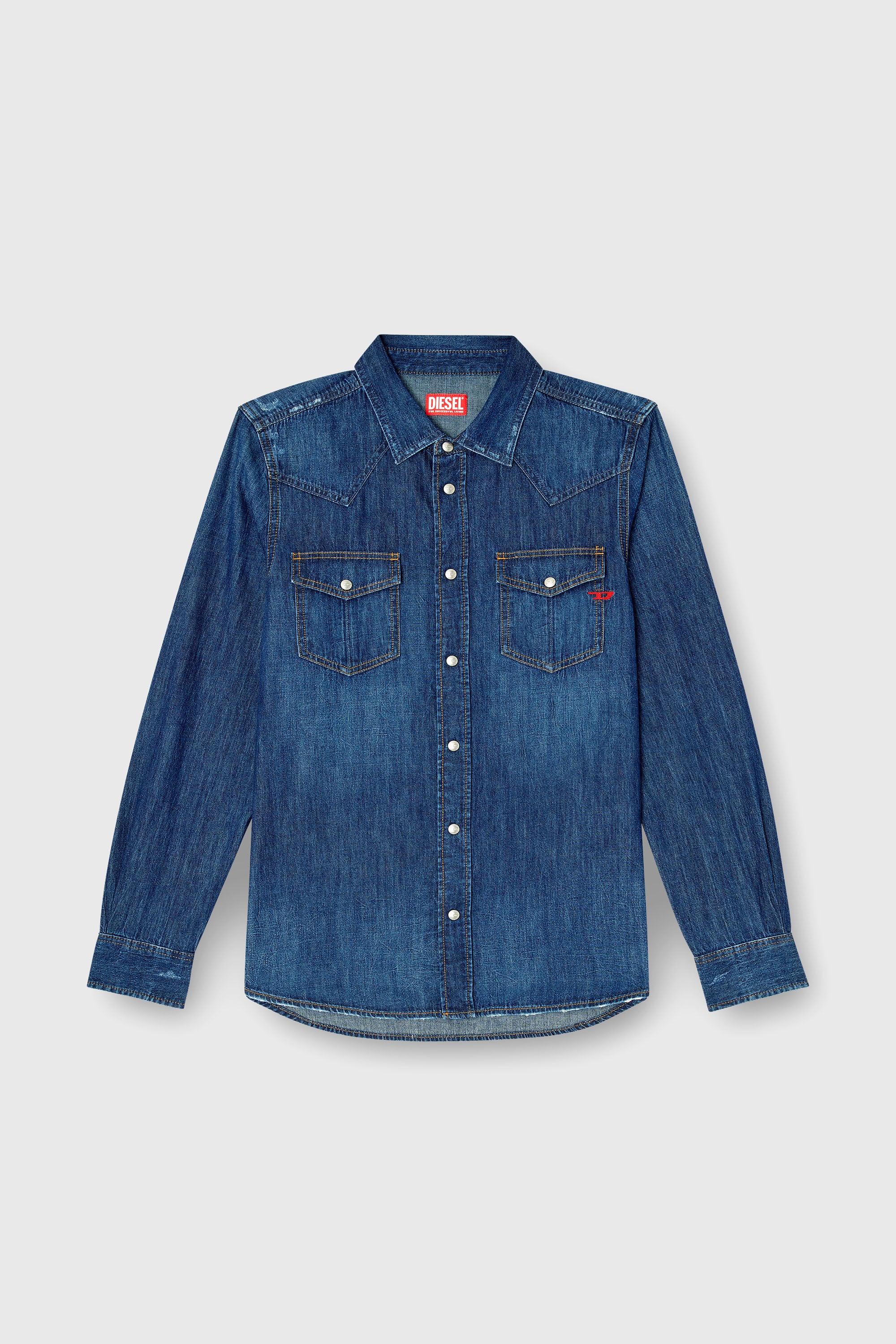 Diesel - D-VEGA, Man's Denim overshirt in Dark Blue - 2
