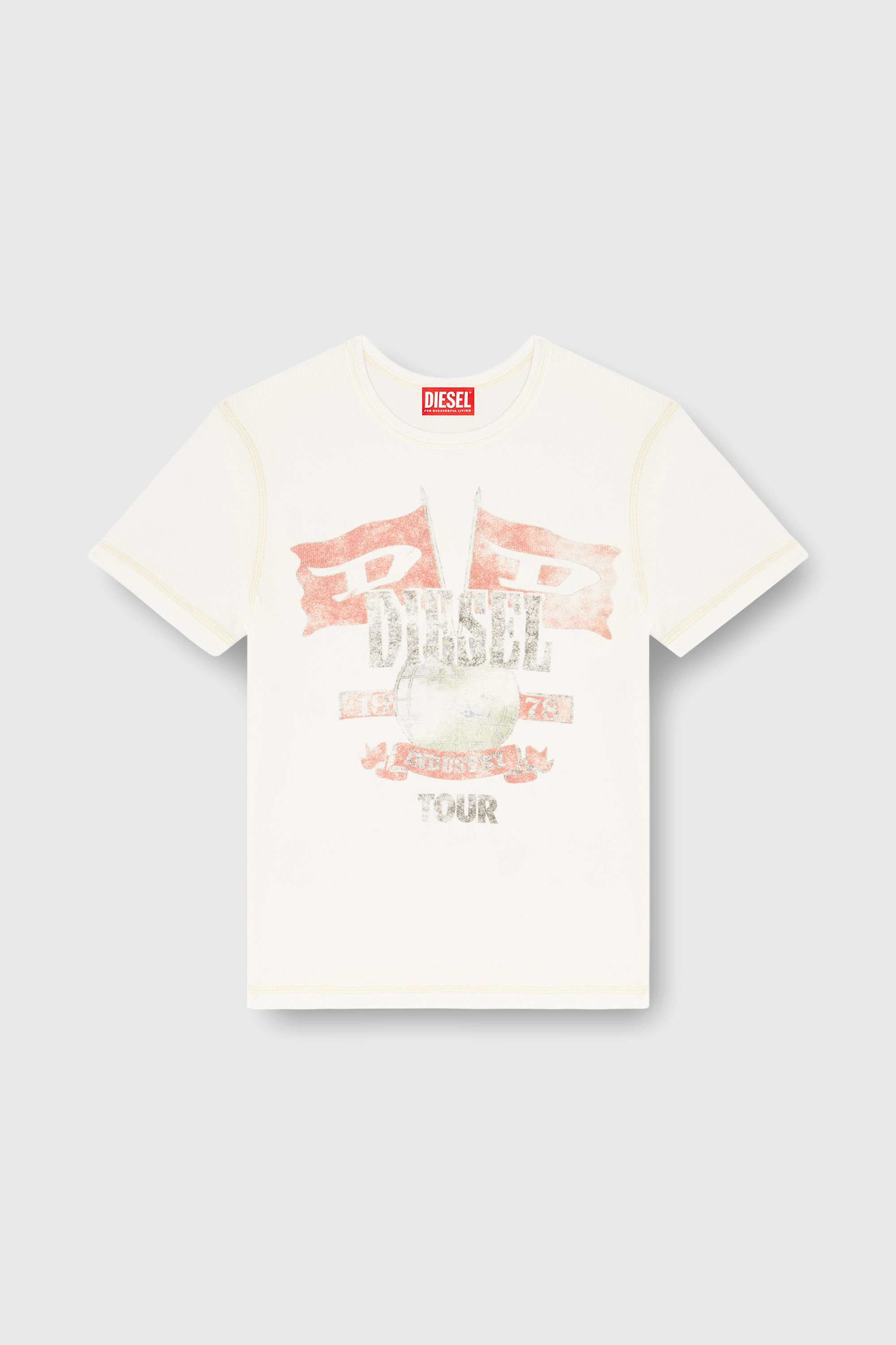 Diesel - T-MARSY-RIB, Woman's Ribbed T-shirt with concert graphics in null - 2