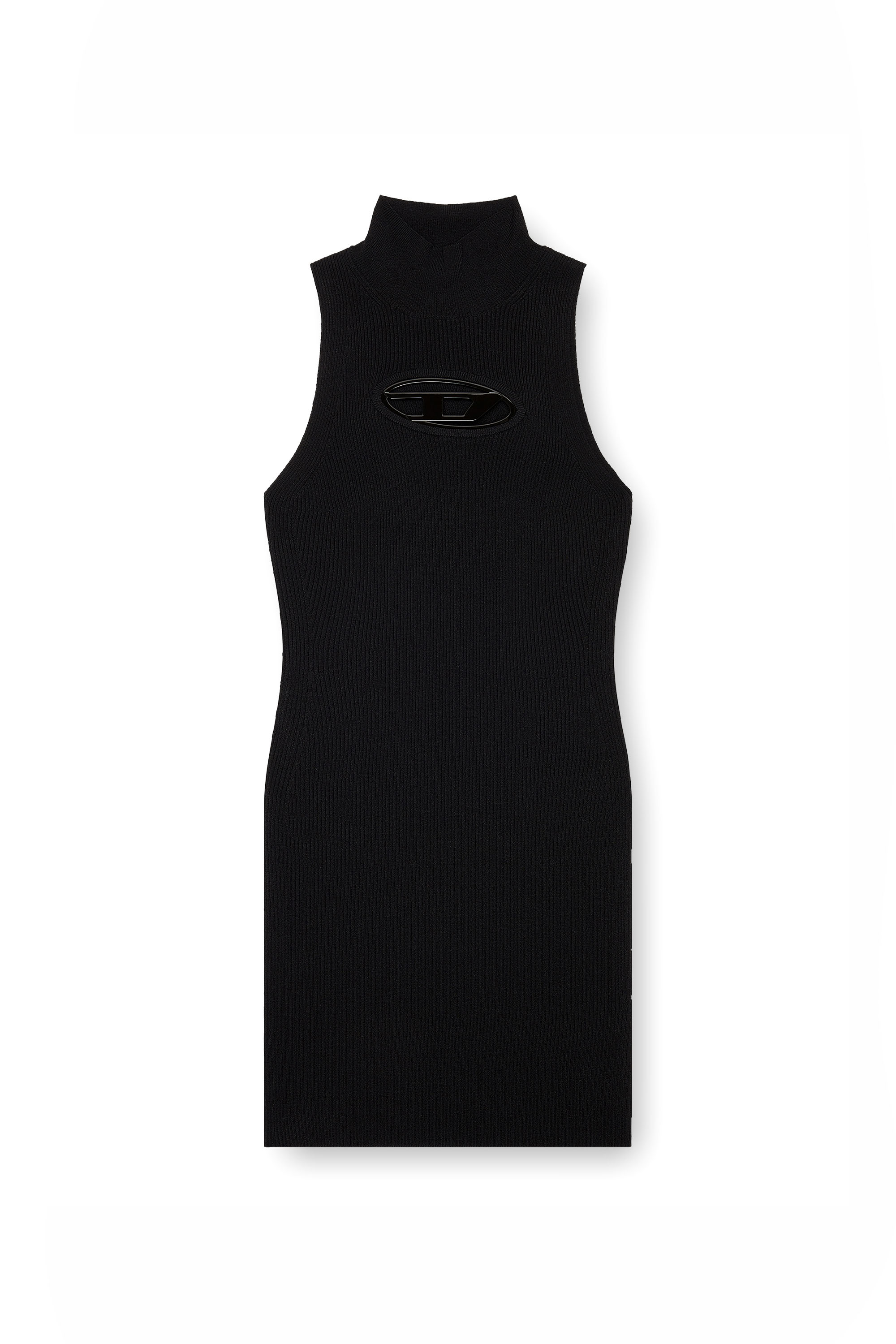 Diesel - M-ONERVA, Woman Short dress with cut-out and logo plaque in Black - Image 3