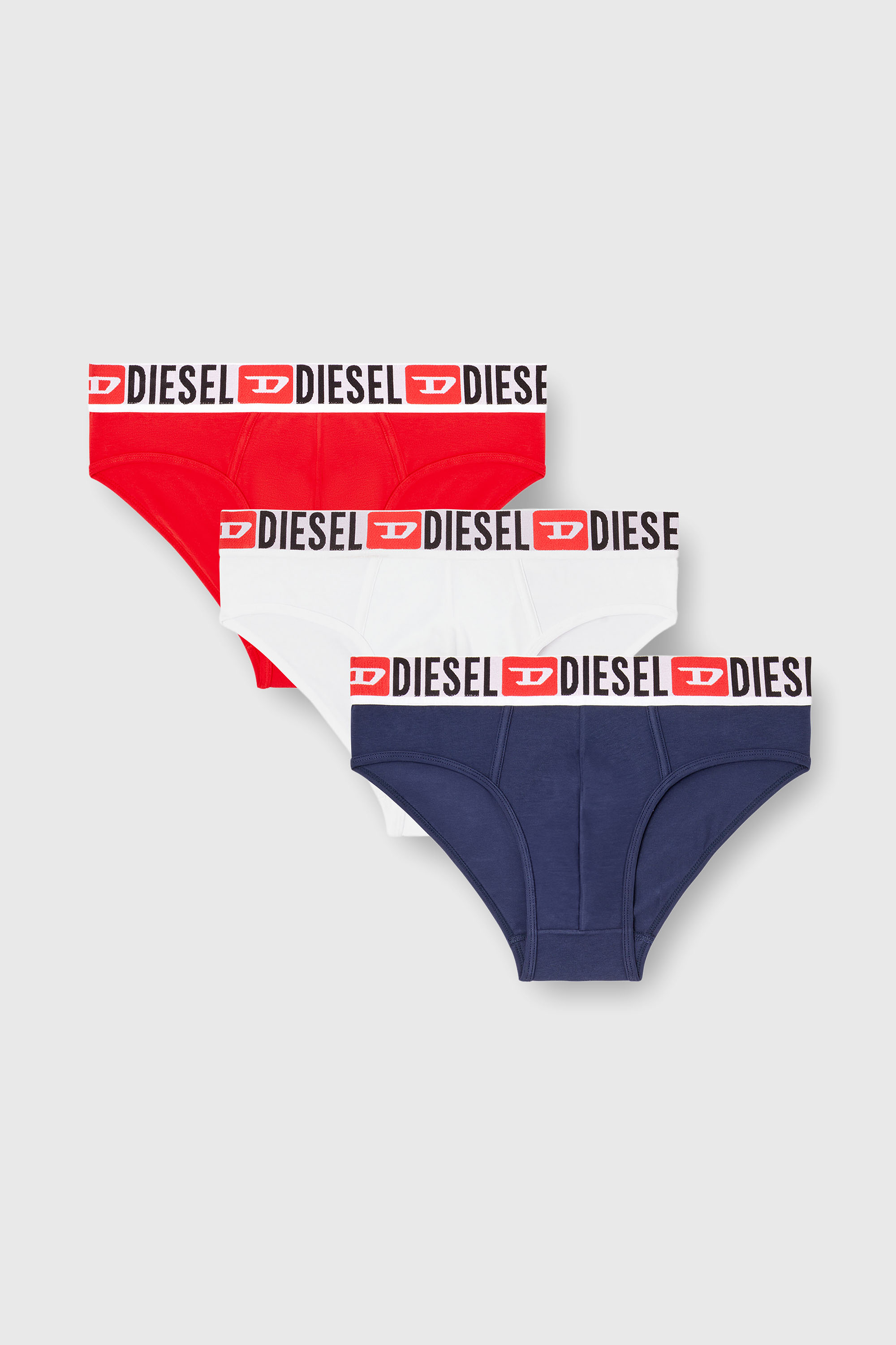 Diesel - UMBR-ANDRETHREEPACK, Man's Three-pack of solid-colour briefs in Blue/Red - 2
