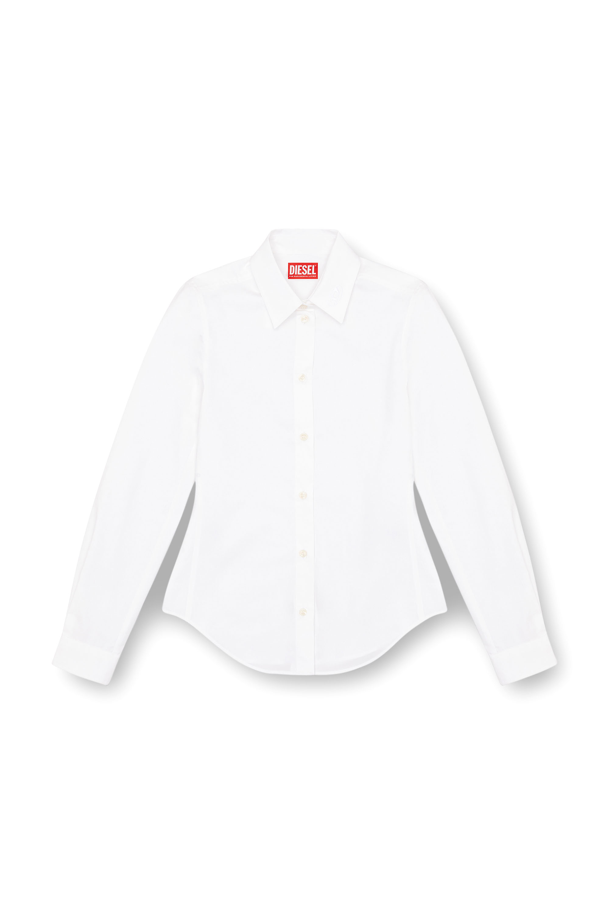 Diesel - C-GISEL-P1, Woman Shirt with logo-embroidered collar in White - Image 5