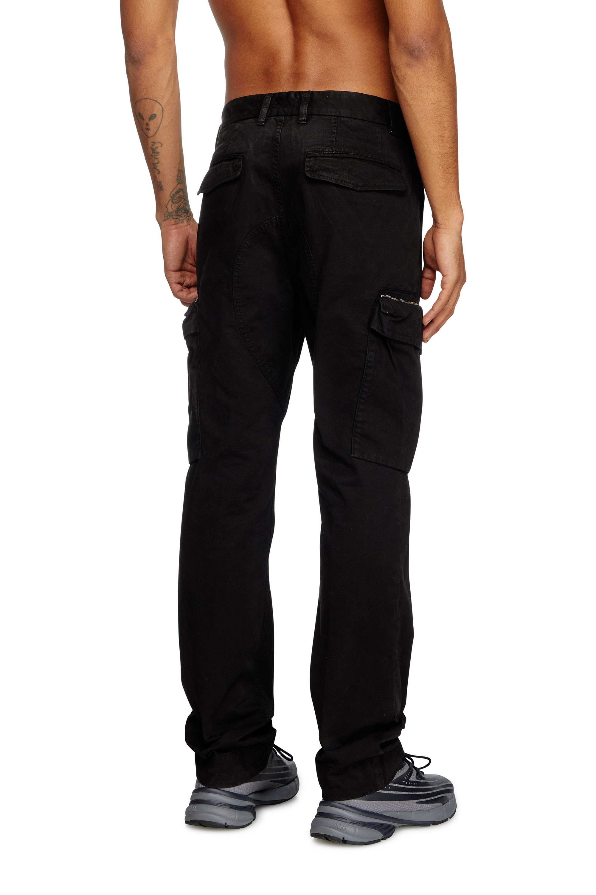 Diesel - P-YE, Man's Pants in faded peachskin twill in Black - 3