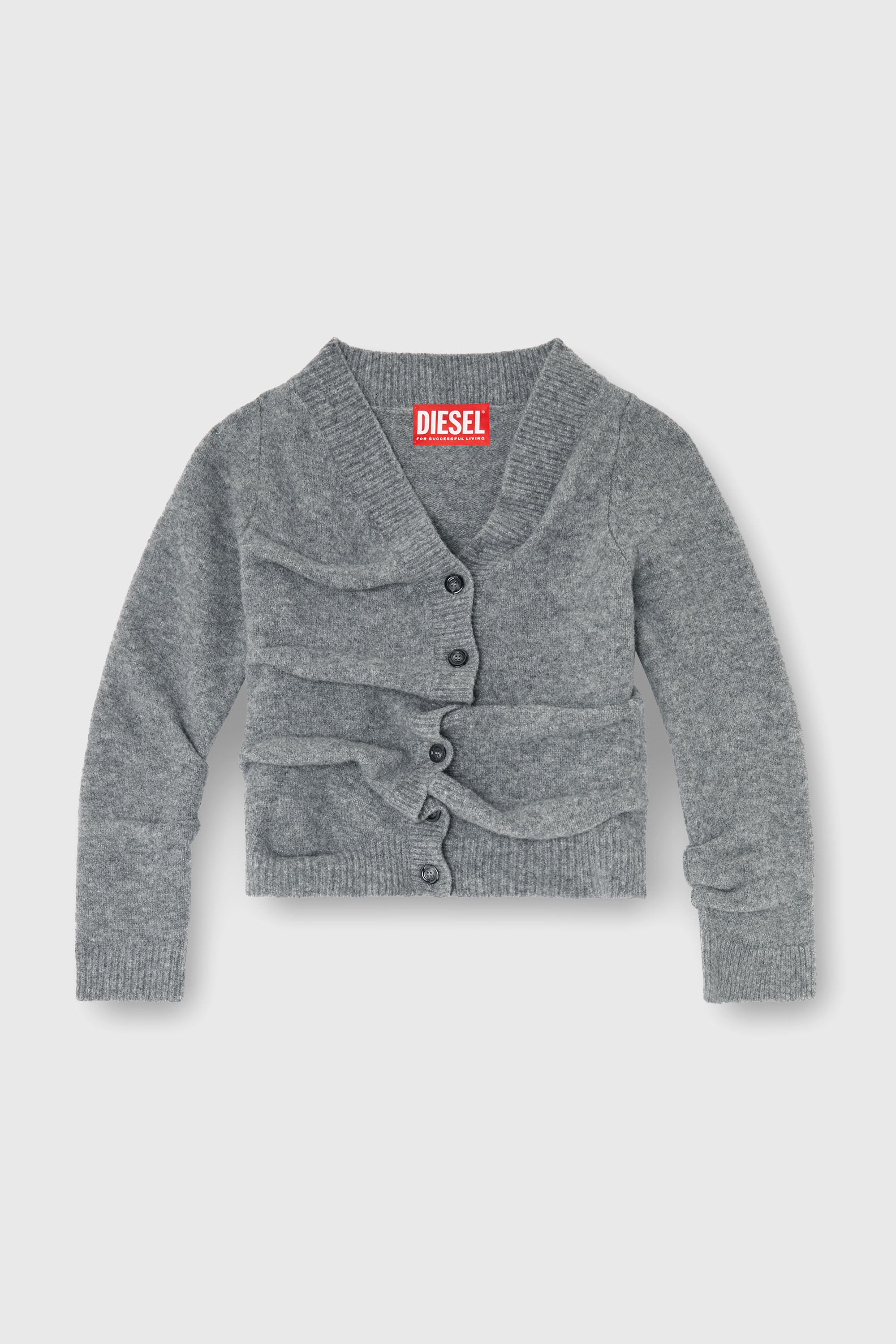 Diesel - M-AVA, Woman's Cropped cardigan in wrinkled boiled knit in Grey - 2