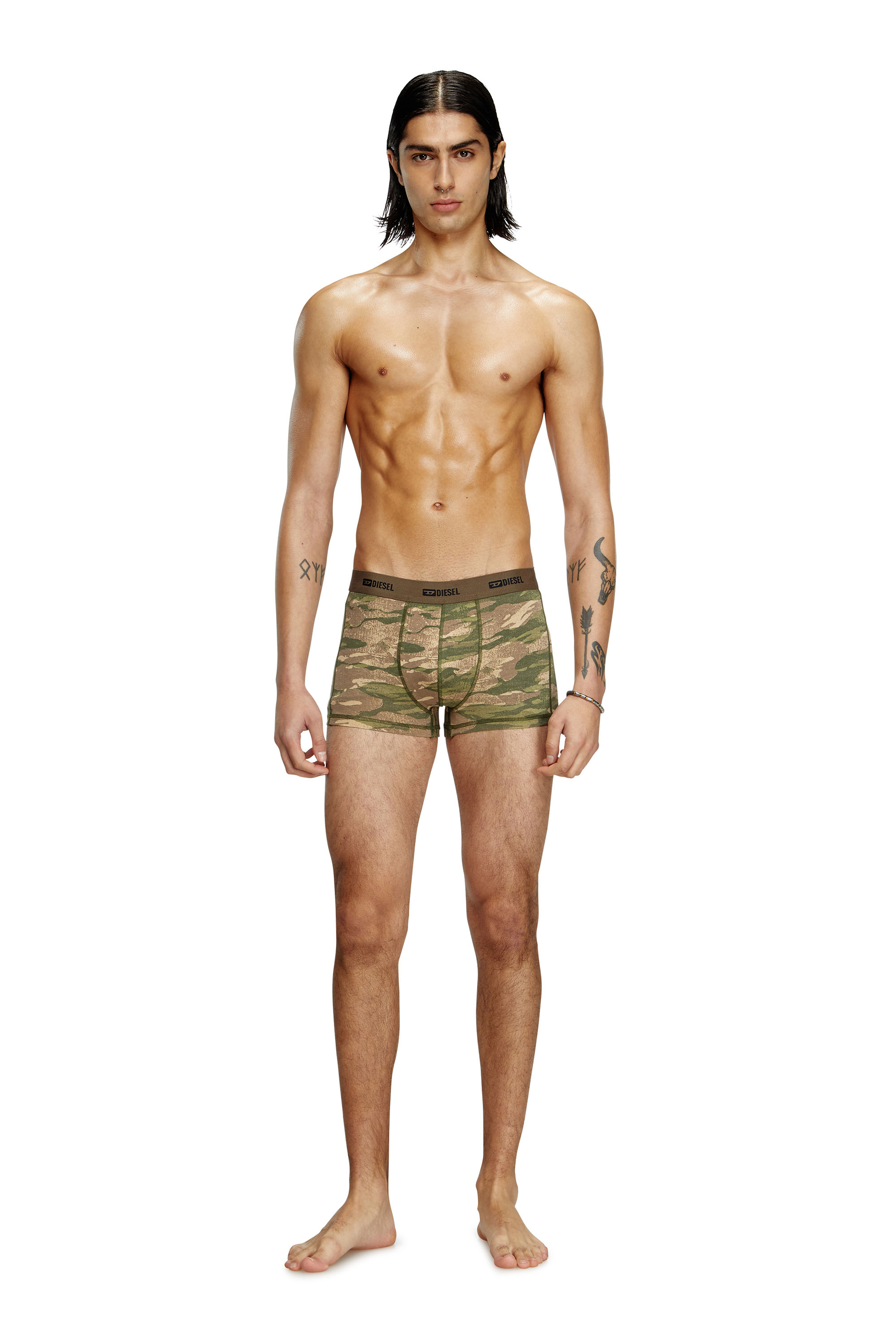 Diesel - DAMIEN-UTLT-3PACK, Man's 3-pack of boxer briefs plain and camo in Brown/Green - 2