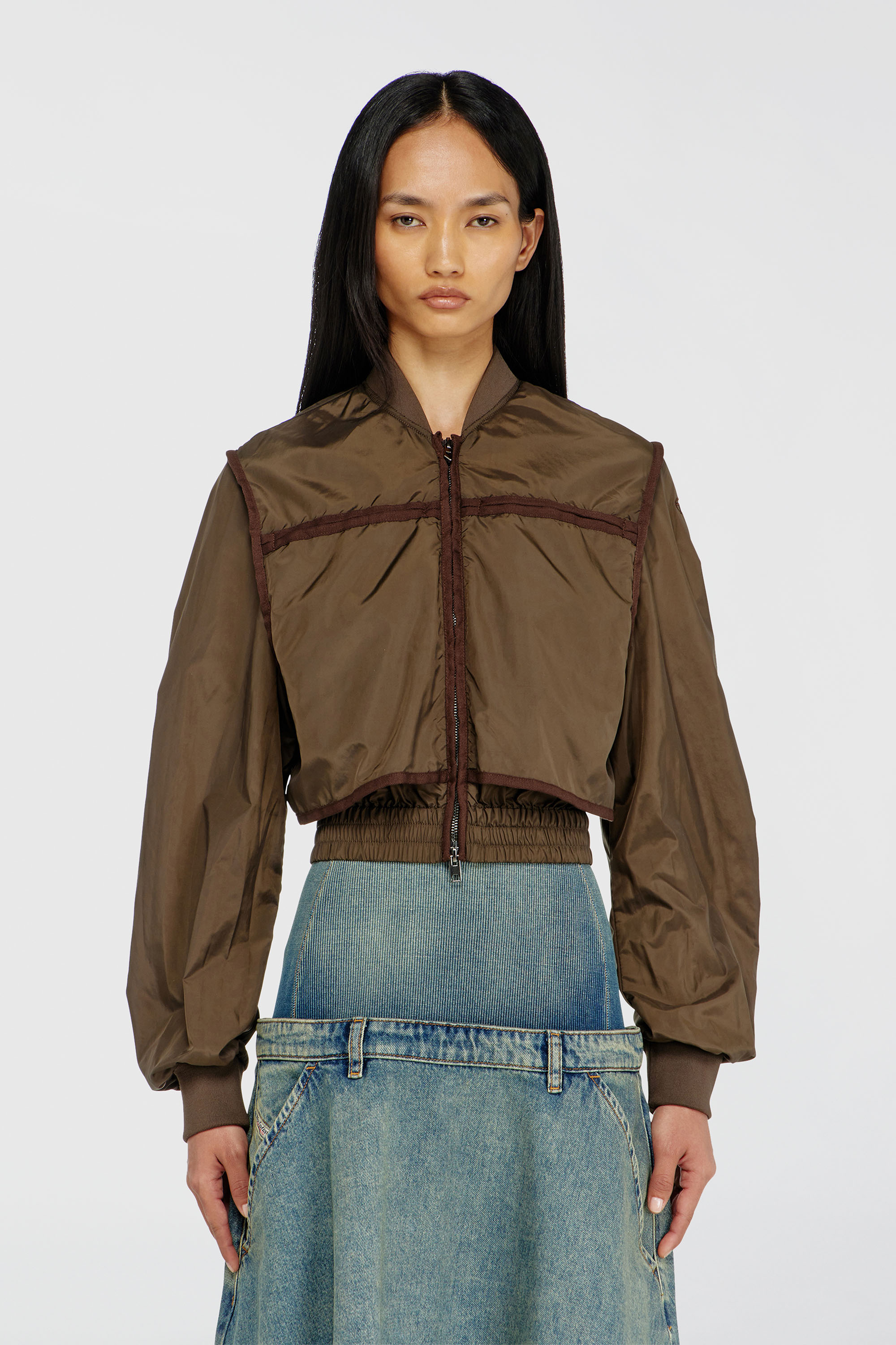 Diesel - G-OTHAM, Woman's Nylon jacket with tonal taping in Brown - 5