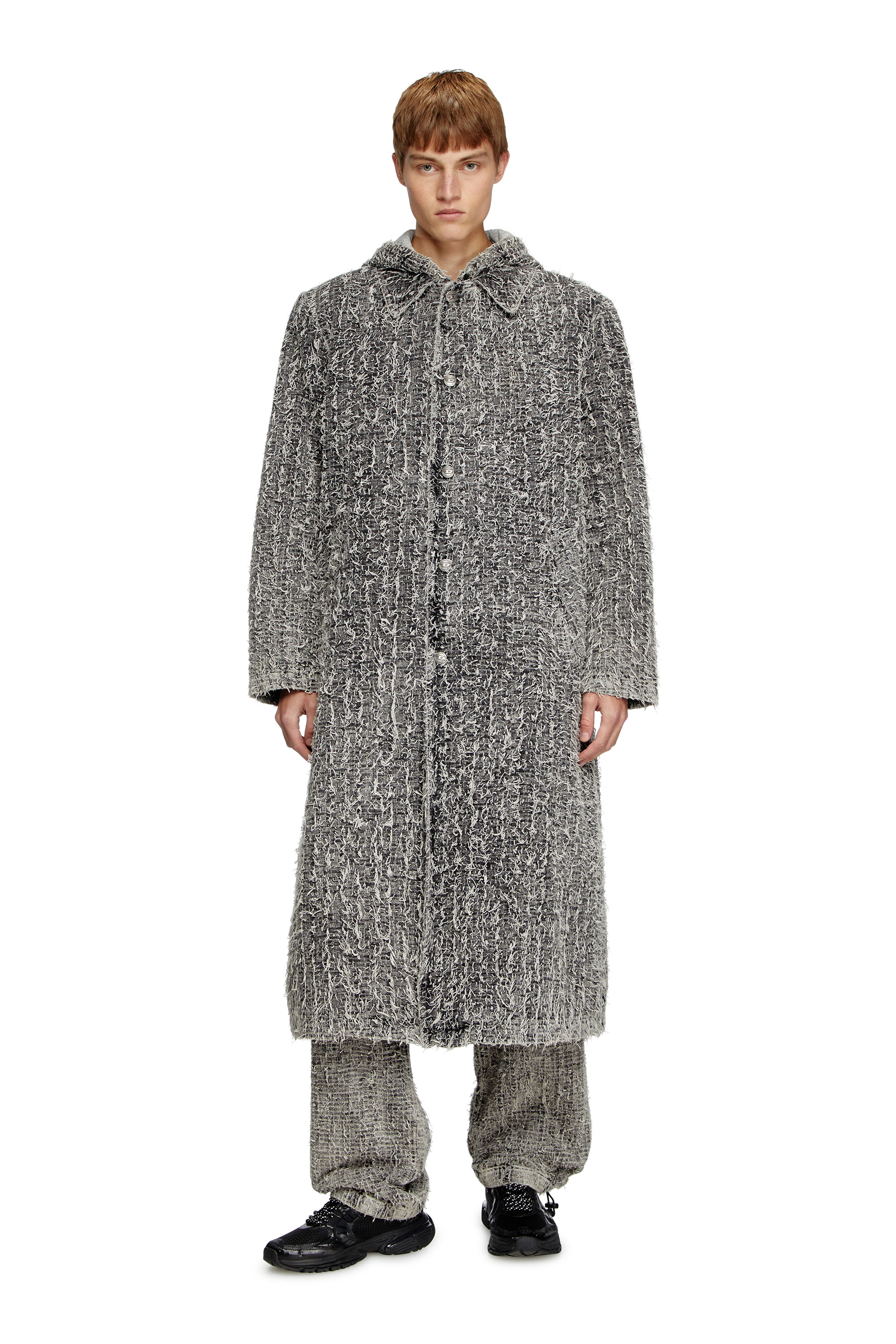 Diesel - D-JACK-S, Unisex's Hooded coat in bouclé denim in Light Grey - 2