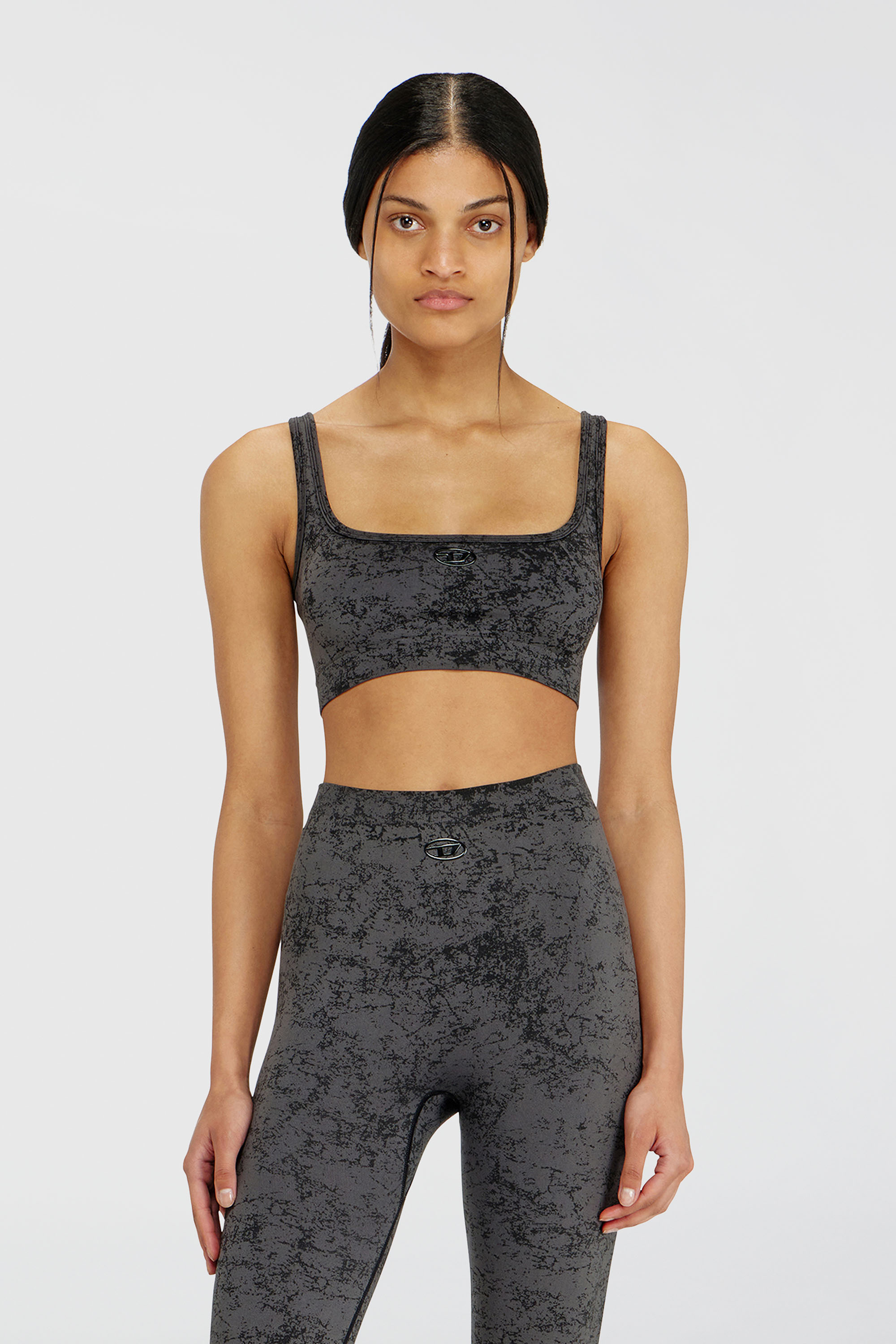 Diesel - HELLA-UTLT, Woman's Sports bra with utilitarian print in Dark grey - 1