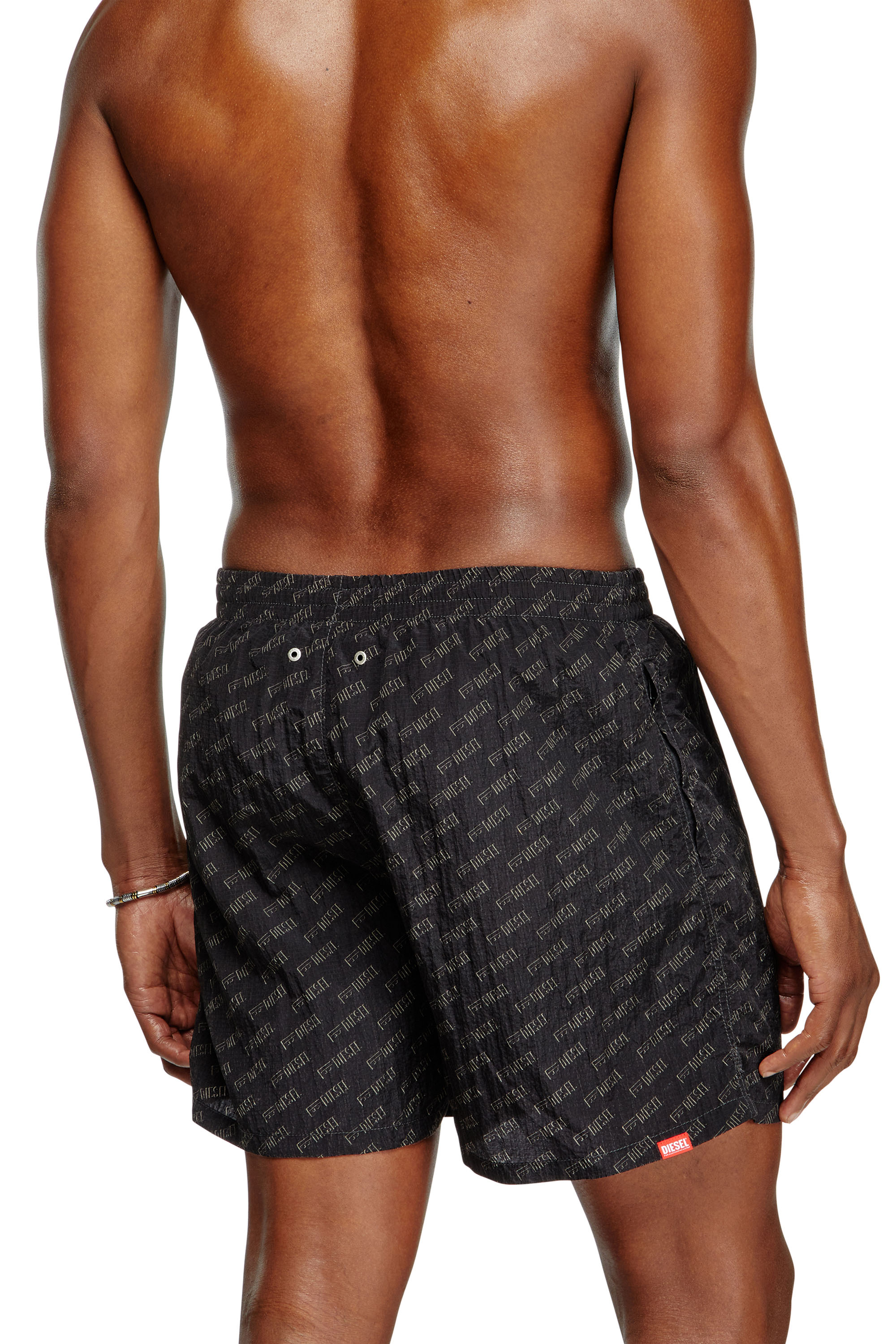 Diesel - DANIEL-41-MONO-UTLT, Man's Mid-length swim shorts with all-over logo in Black - 3