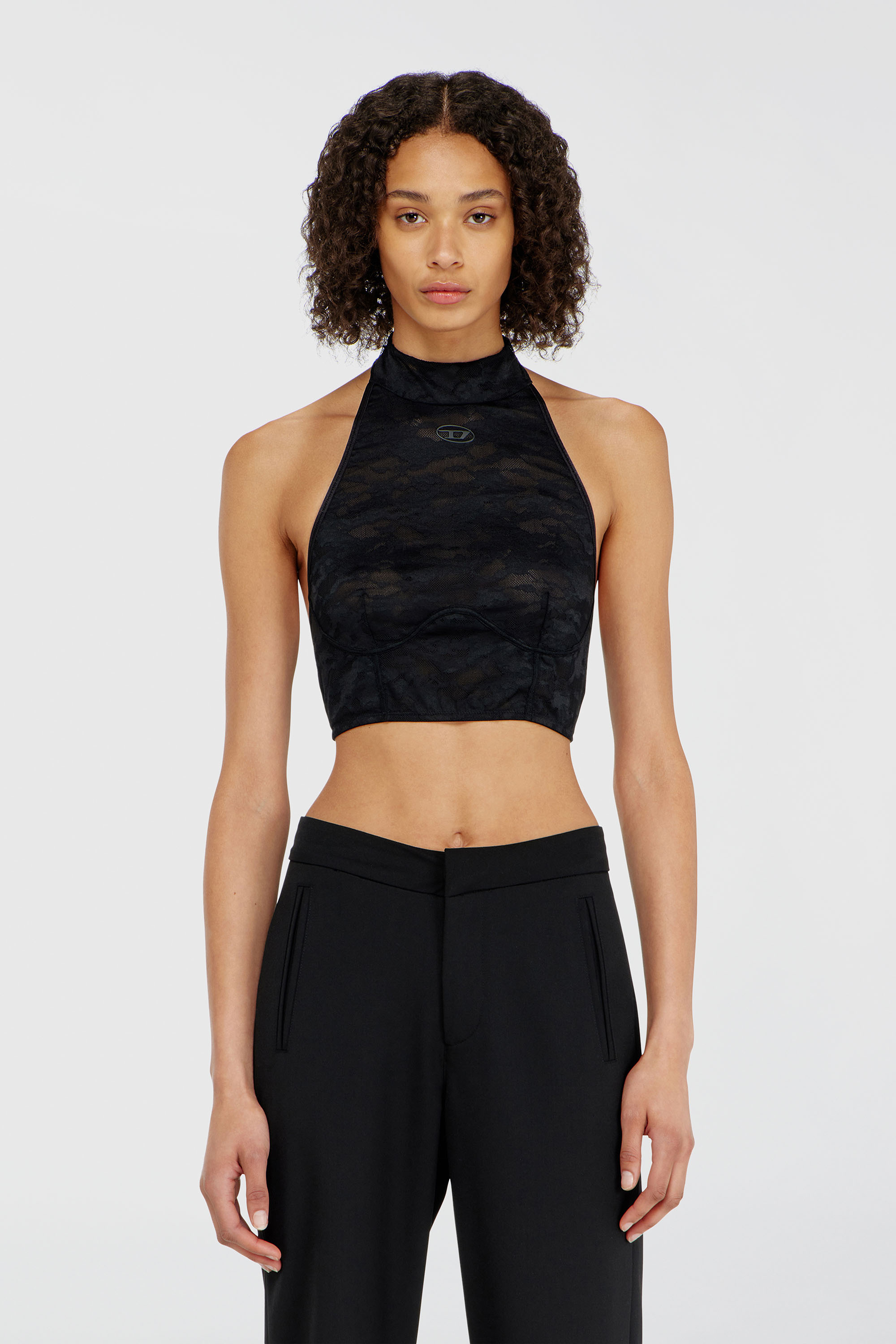 Diesel - MARCIA-UTLT, Woman's Lace bralette with halter neck in Black - 1