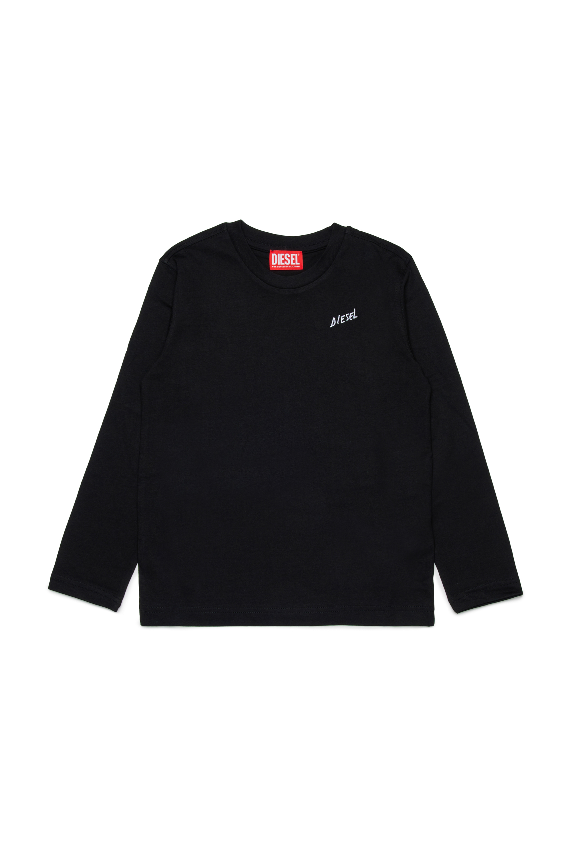 Diesel - TDIEGOSB22LS, Man's Cotton T-shirt with embroidered logo in Black - 1