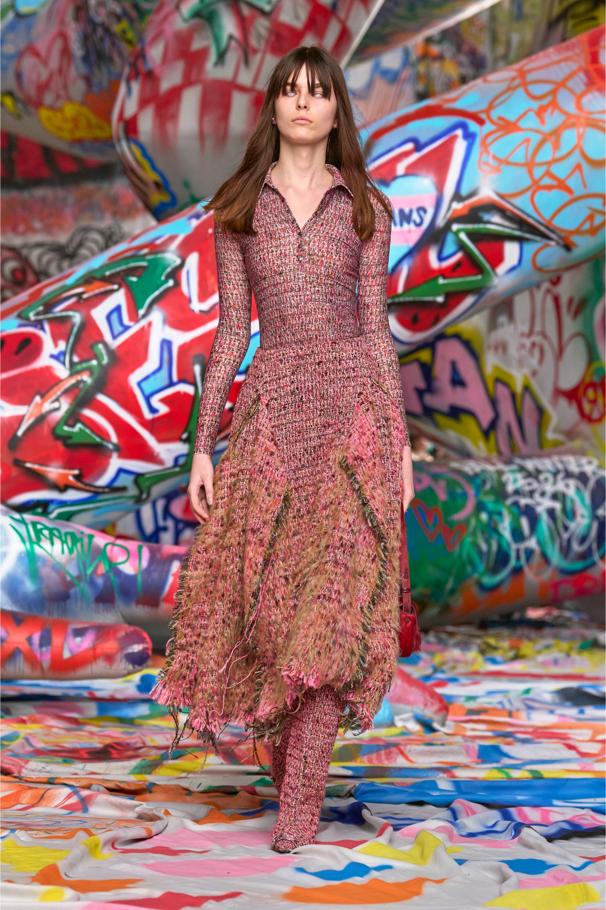 Diesel - D-POLYNA, Woman's Lycra dress with bouclé print in Pink - 6