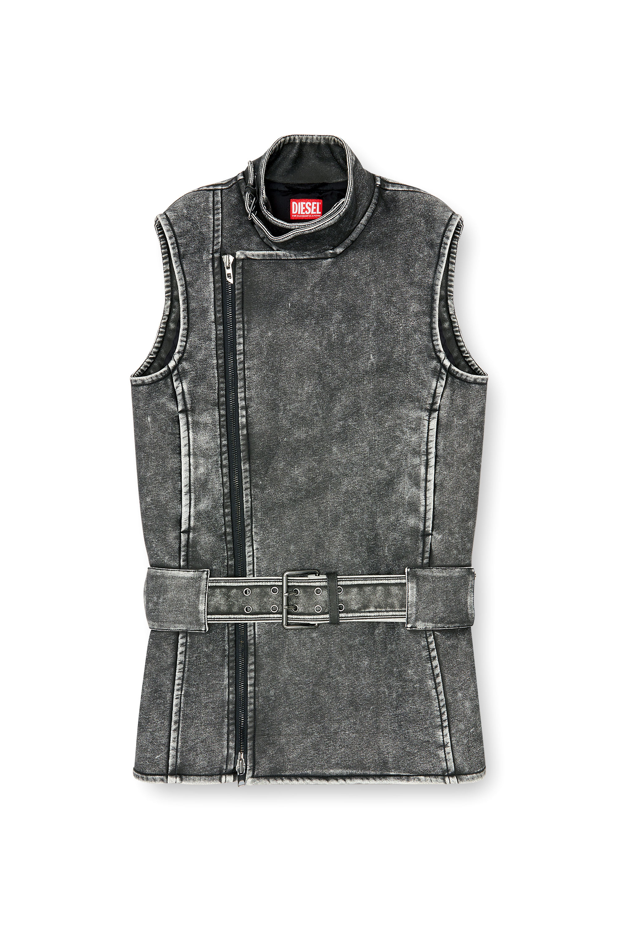 Diesel - D-IKE, Woman's Biker-style mini dress with belt in null - 3