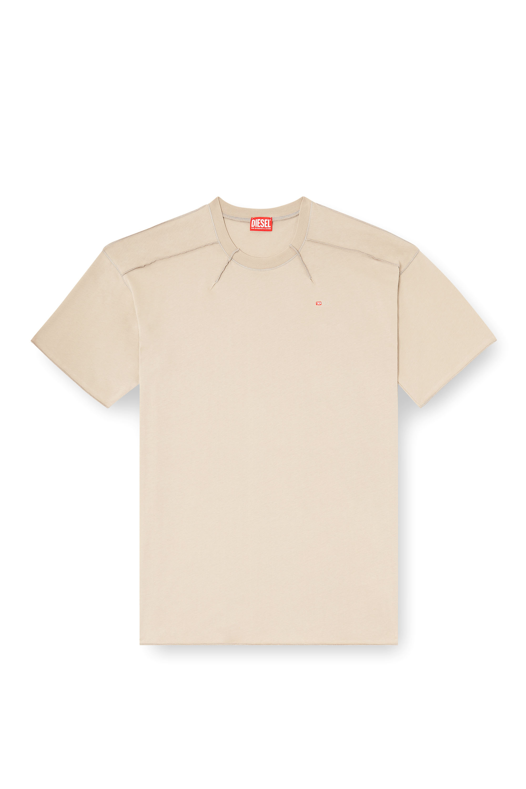 Diesel - T-CRAHOR-BOXT-T1, Man's Cotton T-shirt with micro embroidery in Beige - 2