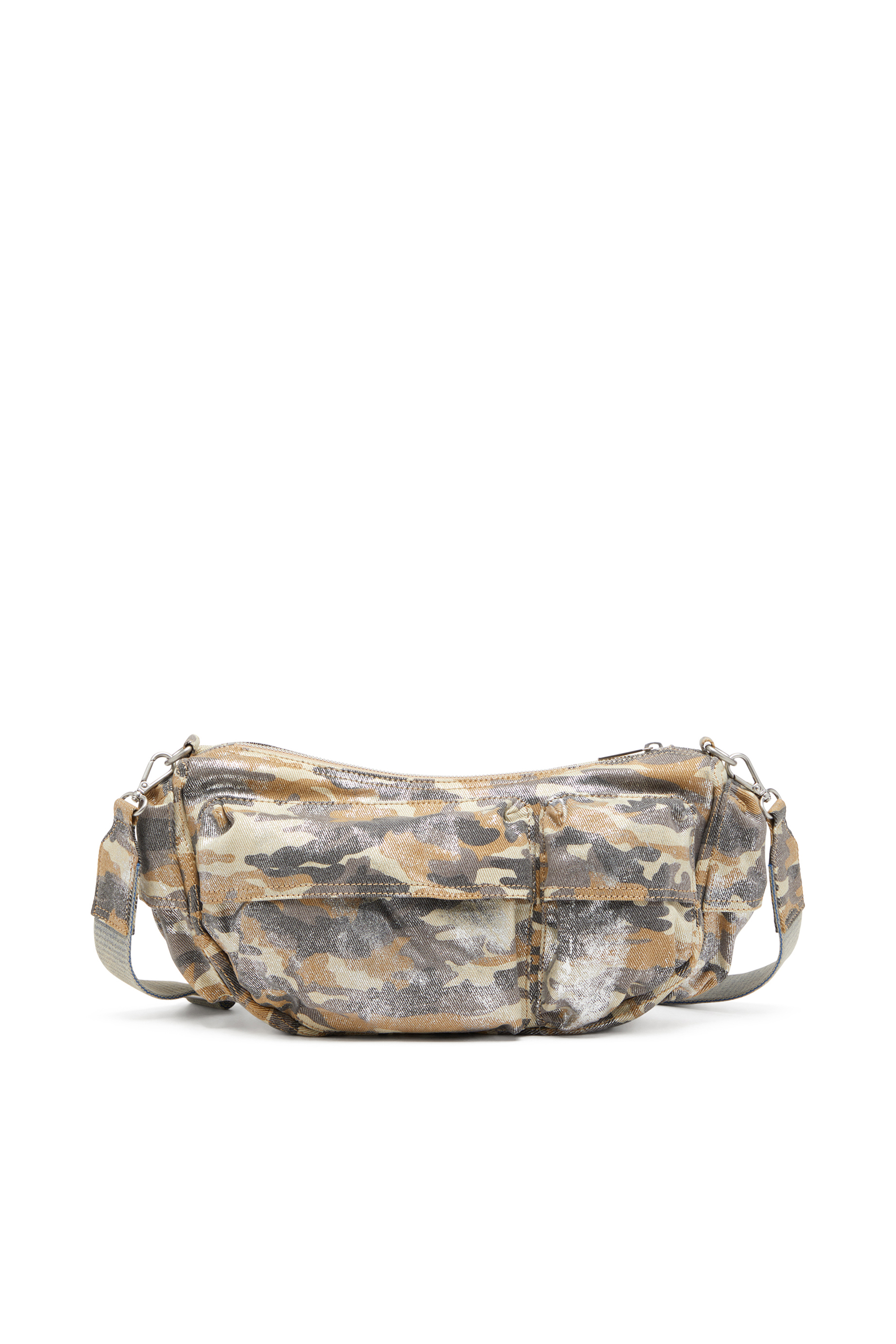 Diesel - MULTI-PKTS SHOULDER BAG X, Woman's Multi-Pkts-Multipocket bag in metallic camo twill in Multicolor/Brown - 2