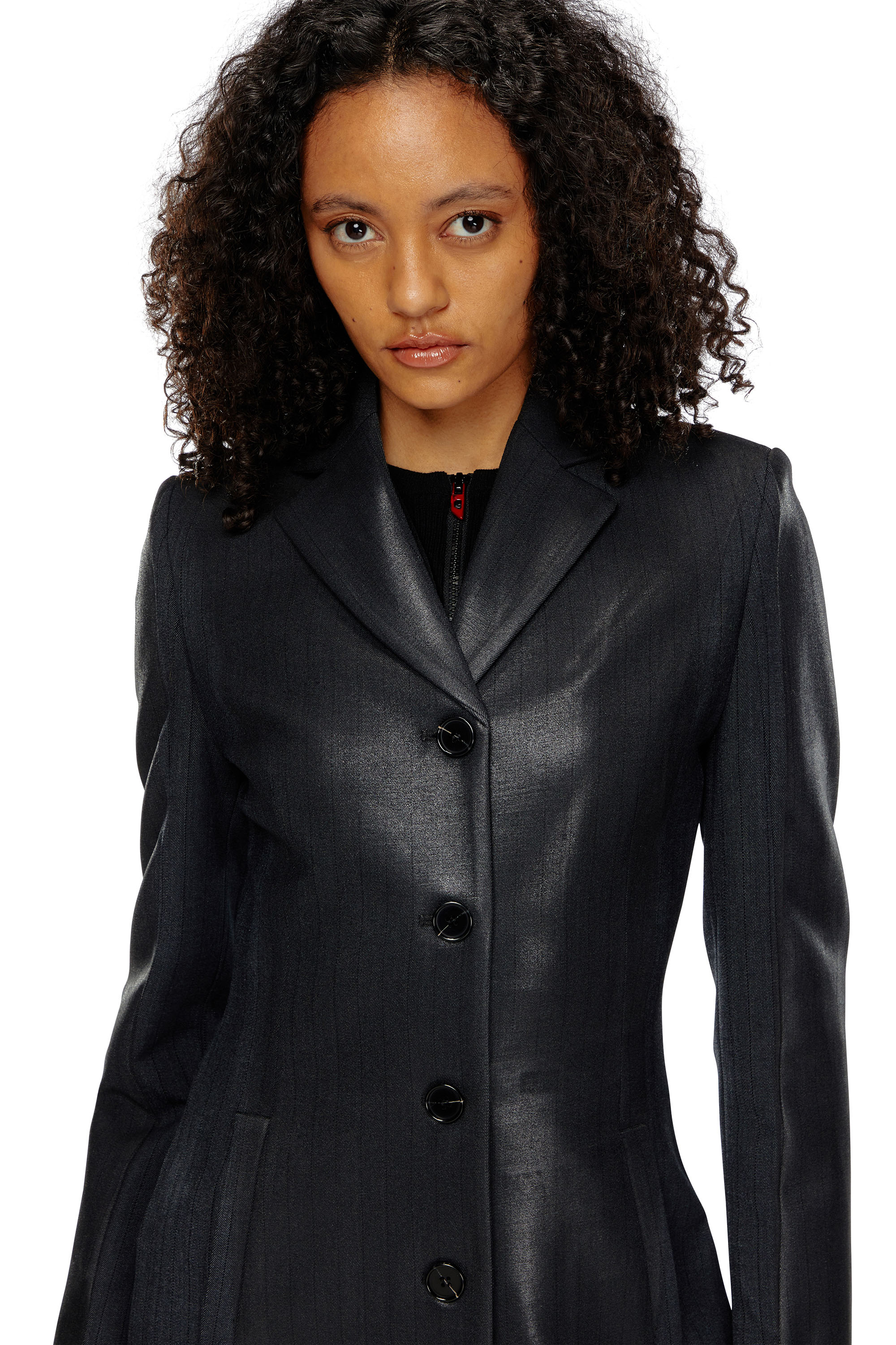 Diesel - G-LAMOUR, Woman Pinstripe jacket with coated front in Black - Image 4