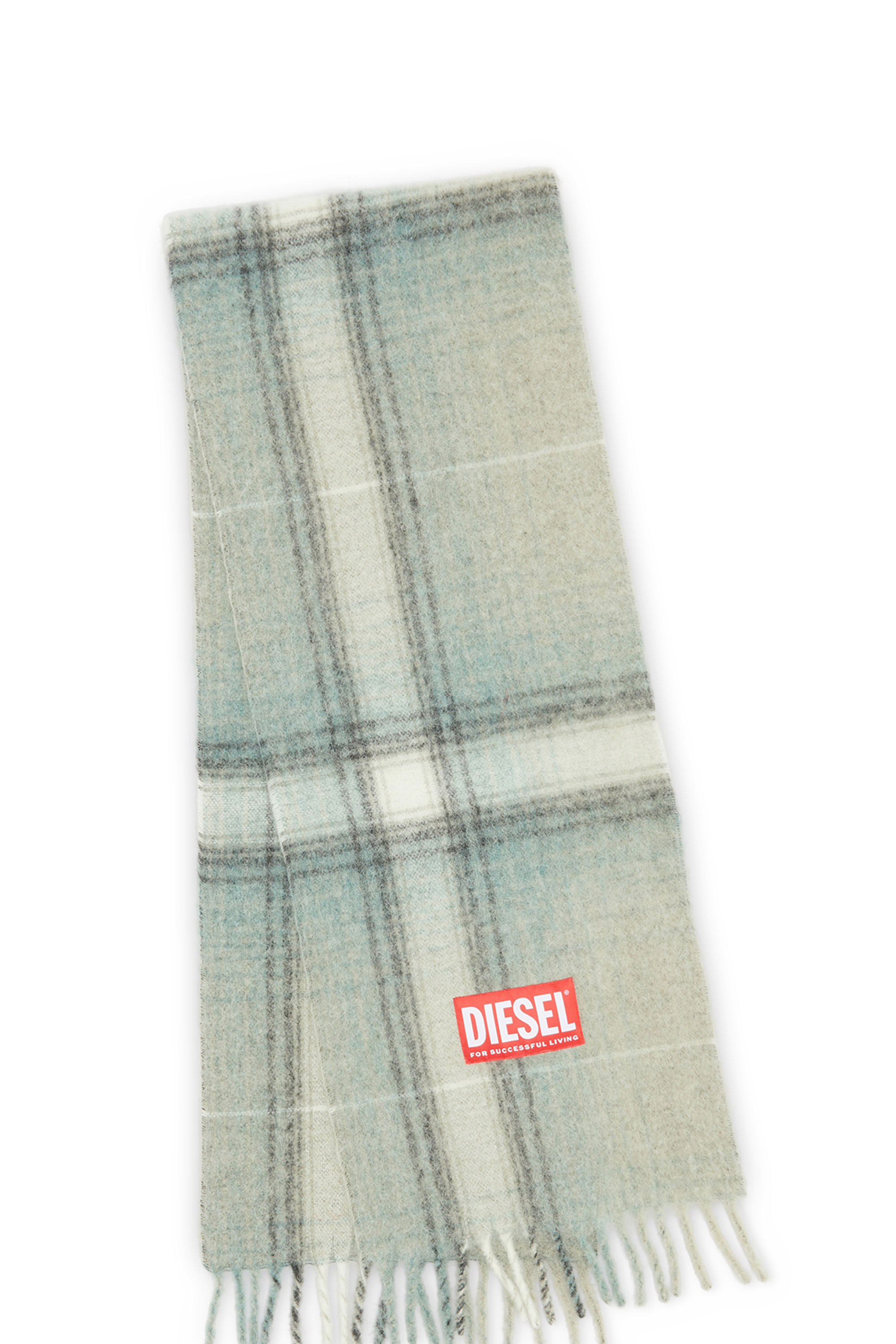 Diesel - S-BESTRO, Man's Checked scarf in wool and alpaca in Grey - 3