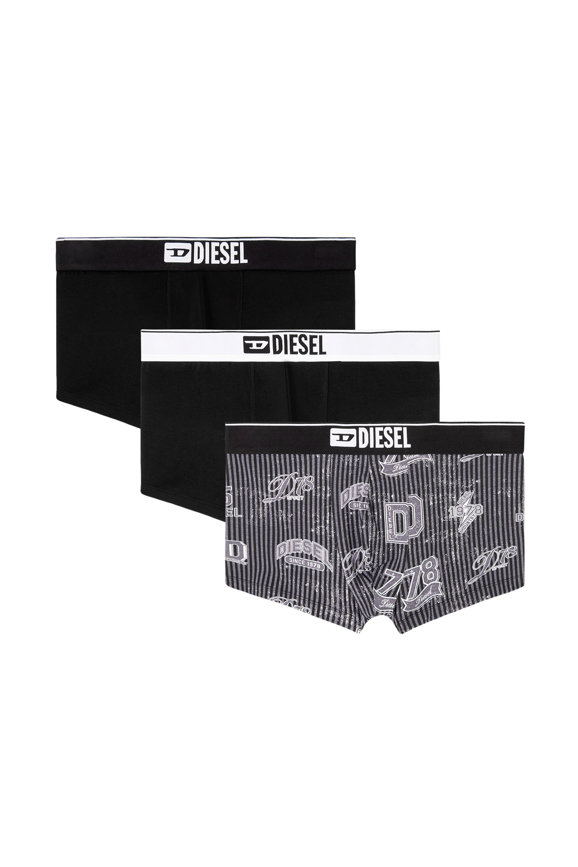 Diesel - DAMIEN-D-BOX-3PACK, Man's 3-pack of stretch cotton boxers with all-over print in Black - 1