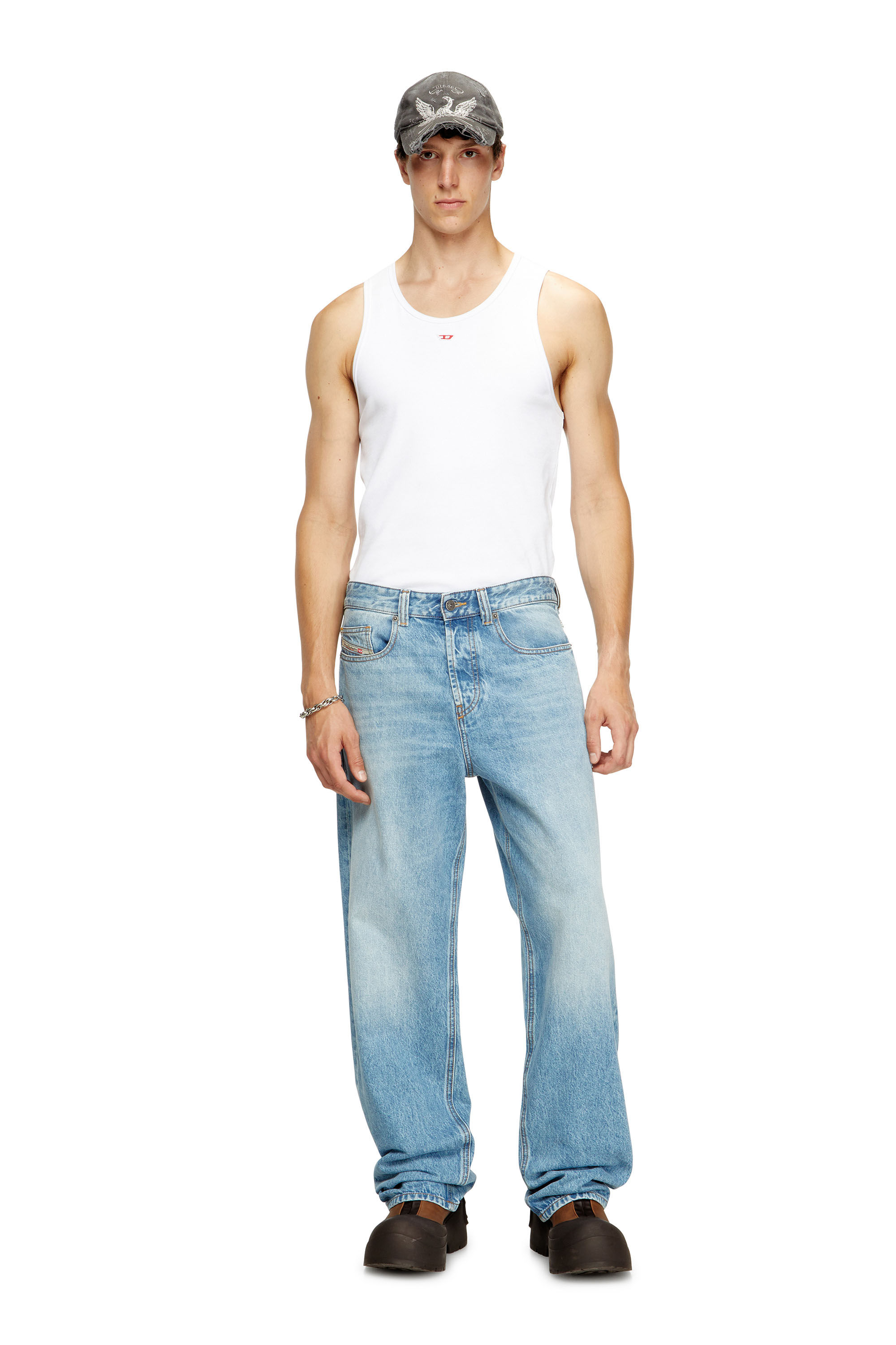 Diesel - T-LIFTY-D, Man's Tank top with mini D logo patch in White - 2