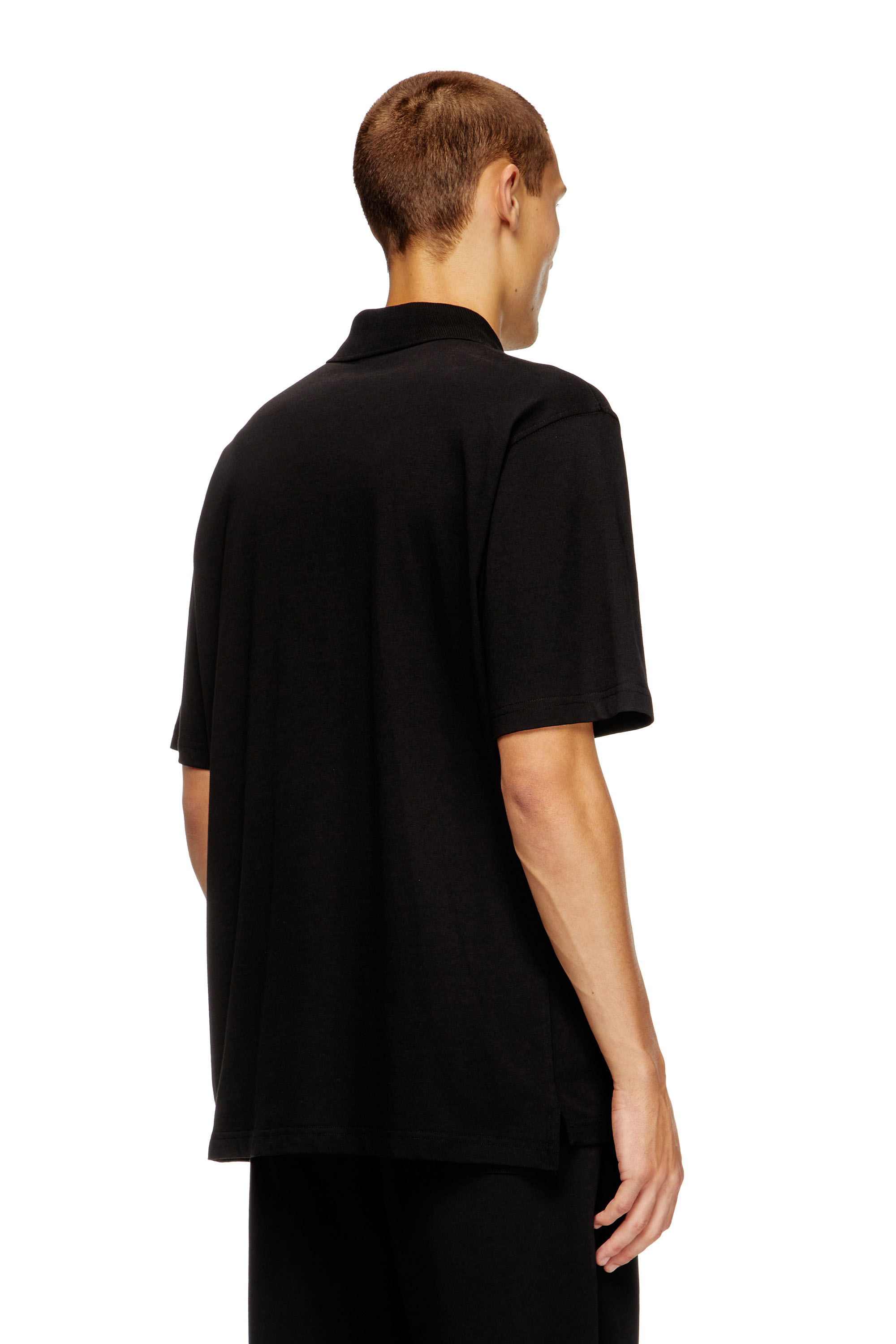 Diesel - T-VOR-OD, Man's Zip front polo shirt with laser cut Oval D in Black - 4