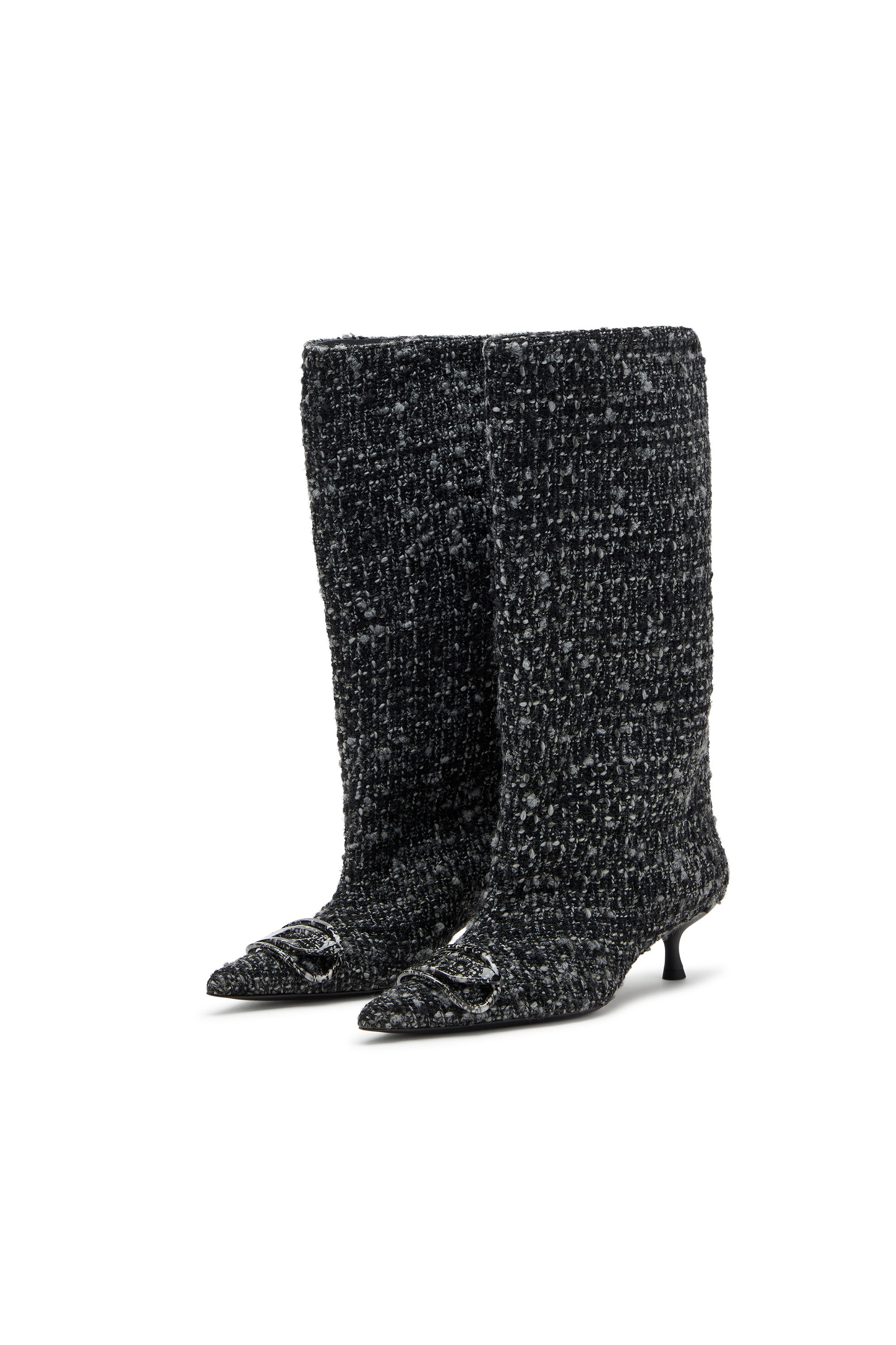 D-VENUS 40 KB TUBE, Black Diesel - D-VENUS 40 KB TUBE, Woman's D-Venus-Bouclé  knee-high boots in Black - 7