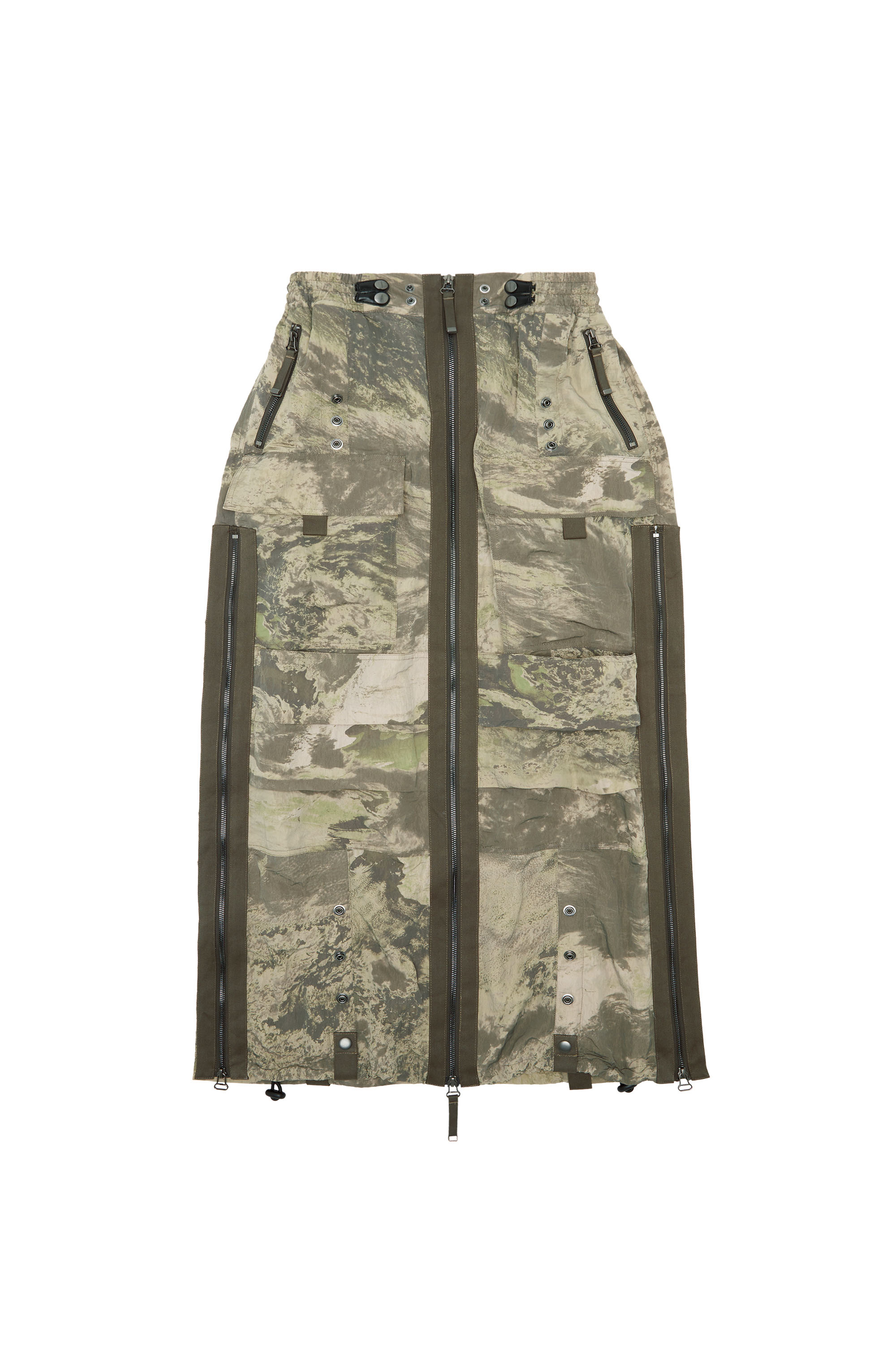 Diesel - O-CREP-N1, Woman Long skirt with cargo pockets in Green - Image 4