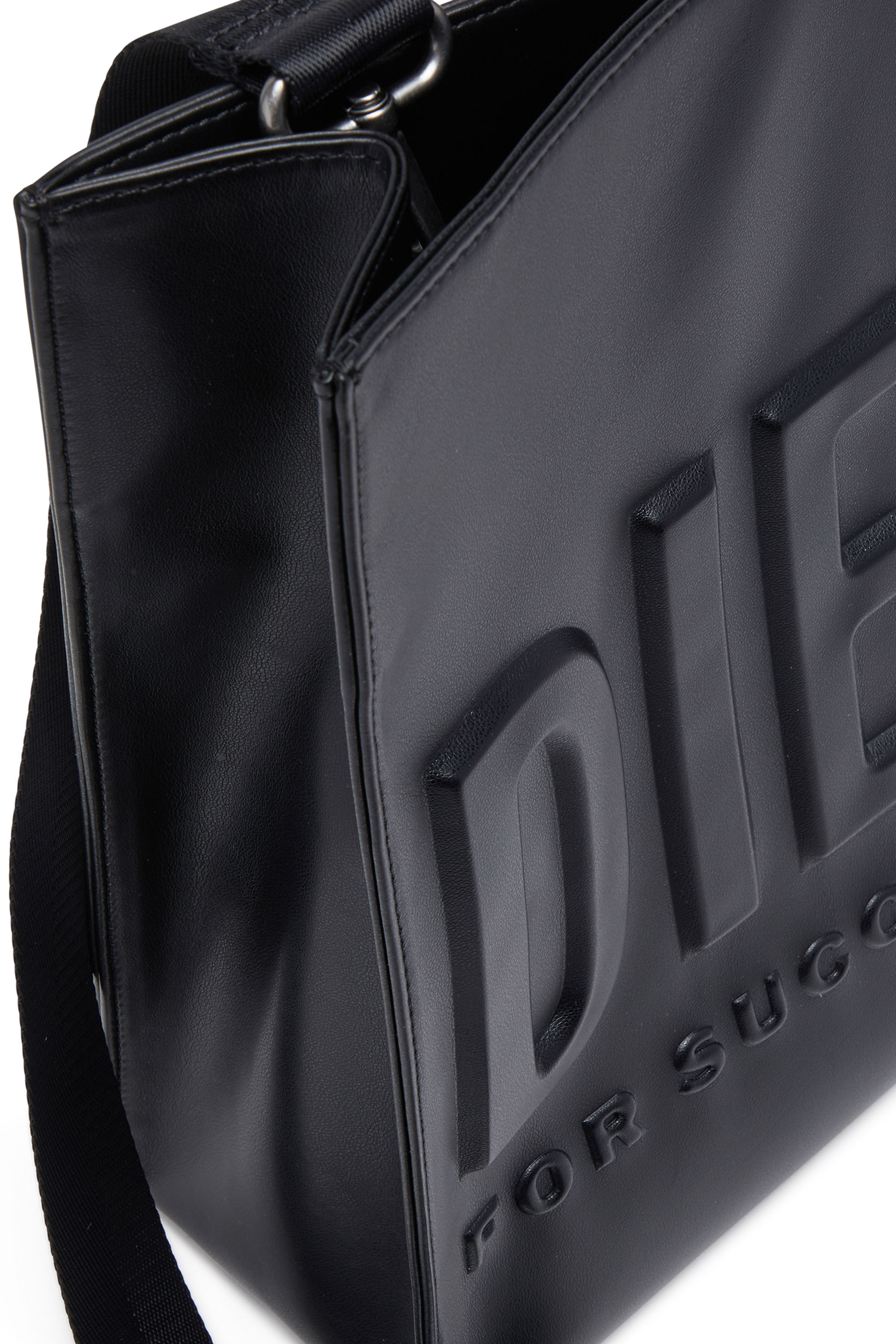 Diesel - DSL 3D TOTE EW X, Unisex Dsl 3D-Recycled PU tote bag with embossed logo in Black - Image 5