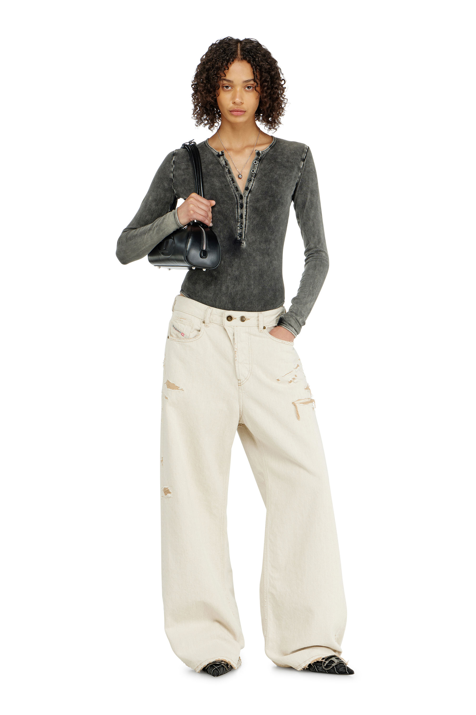 Diesel - FRESYA-DNM, Woman's Cotton bodysuit with buttoned front in null - 5