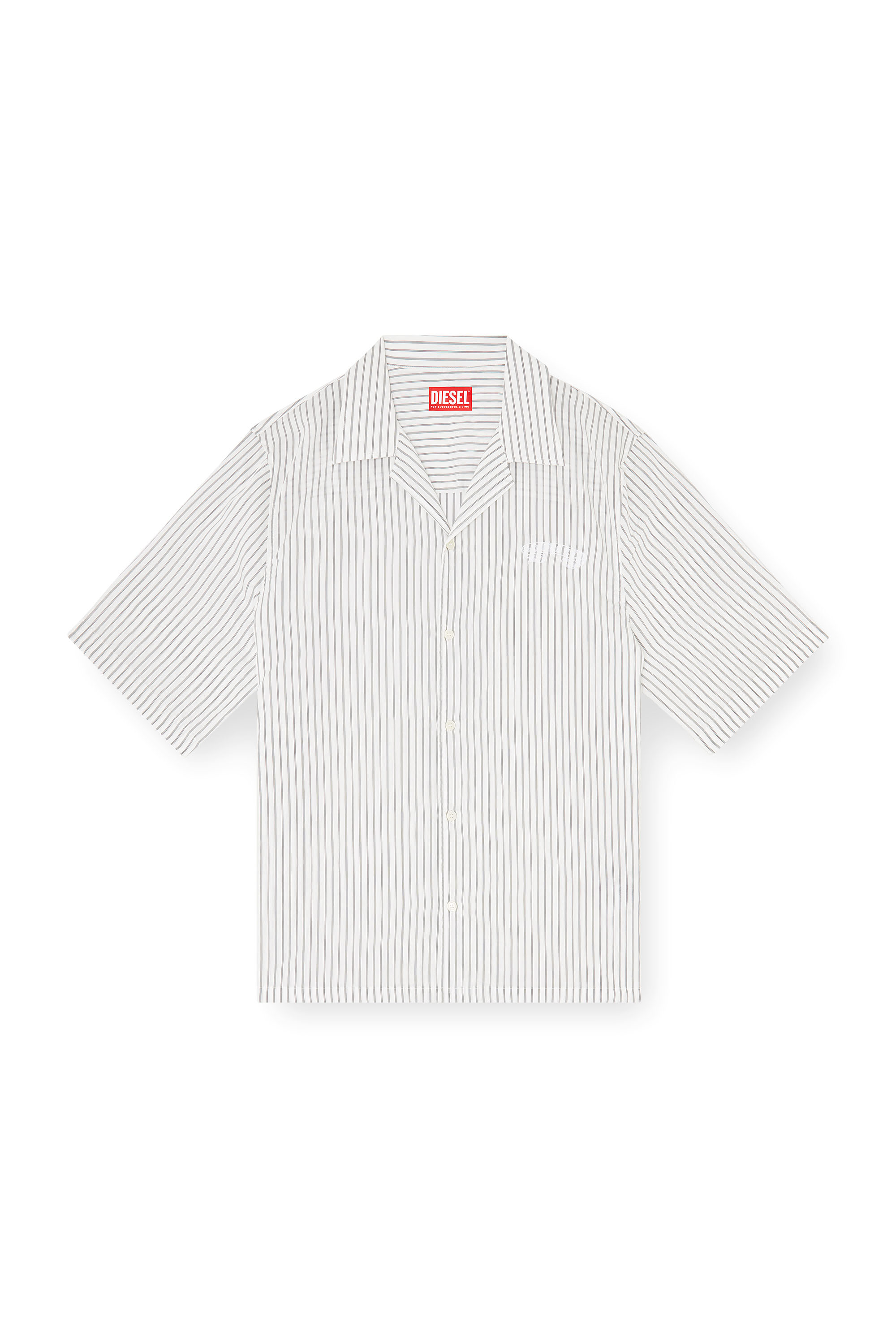 Diesel - S-MAC-EFBV, Man's Half-sleeve shirt in pinstripe modal in White/Grey - 3