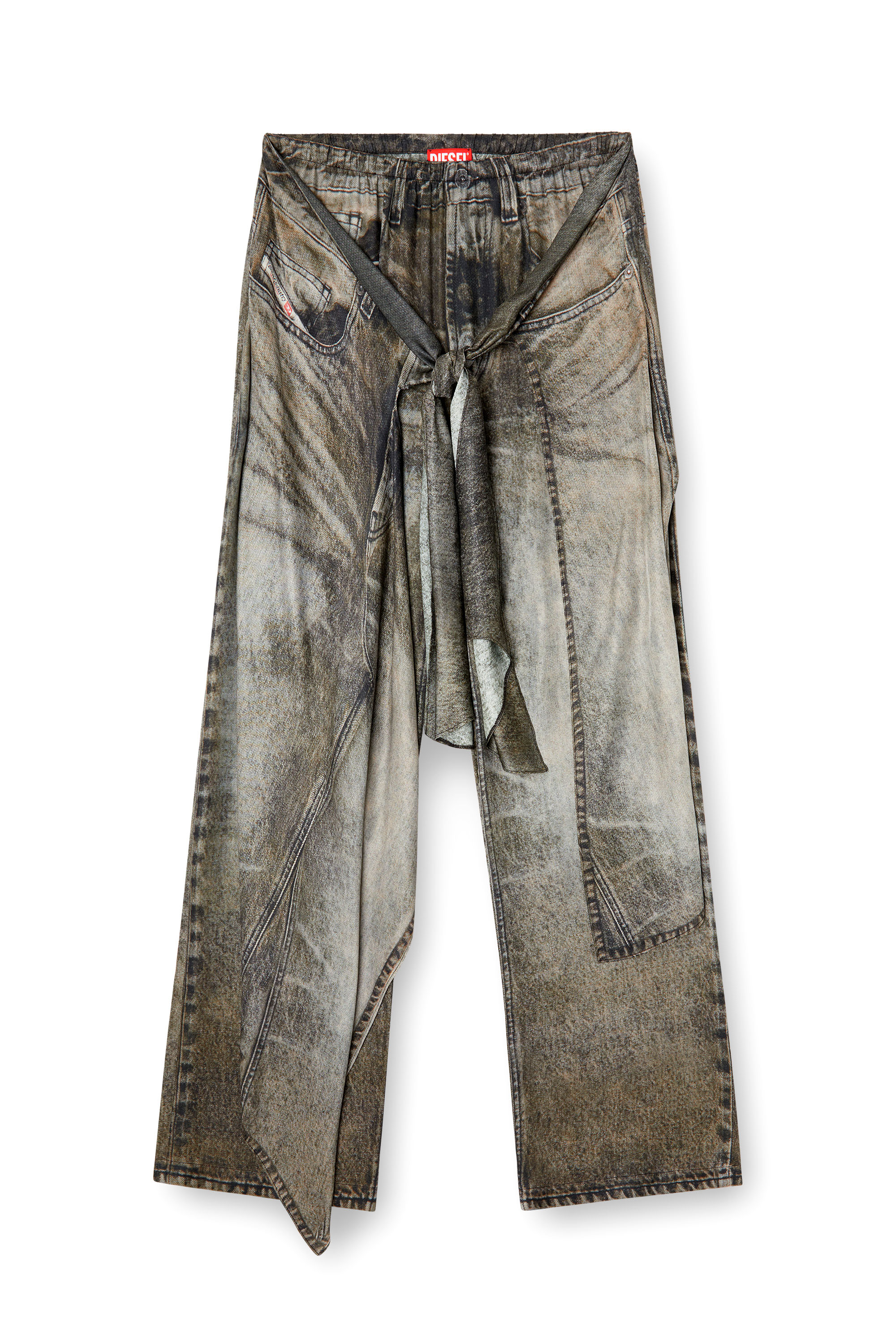 Diesel - P-ALOMA, Woman's Wrap pants in denim-look viscose in Grey - 2